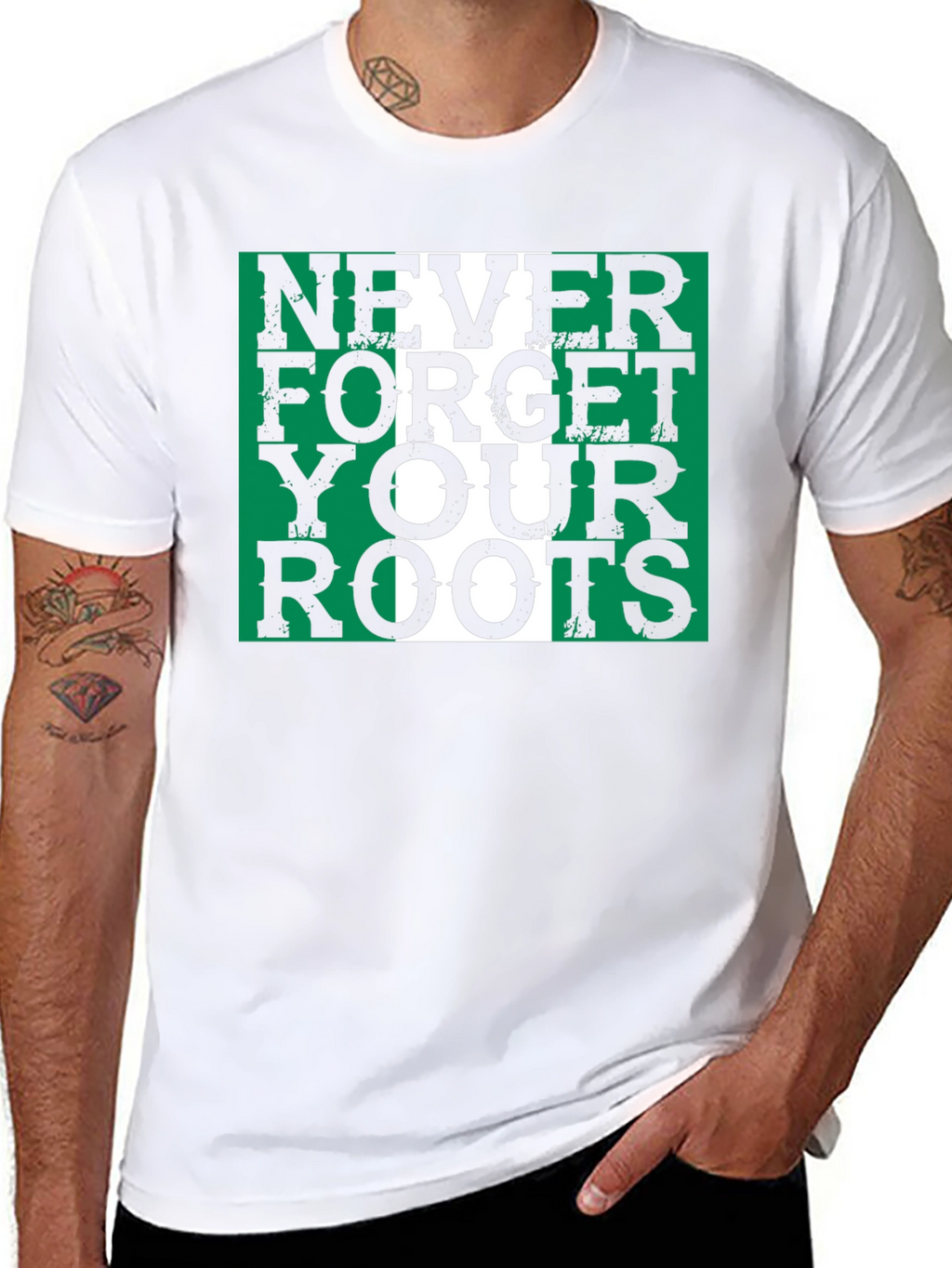 Nigeria Roots T-Shirt - Green & White Pride