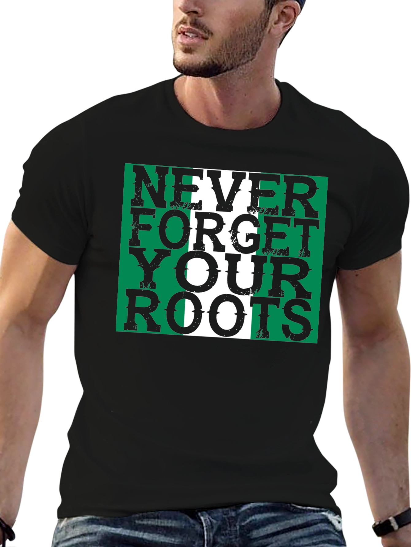 Nigeria Roots T-Shirt - Green & White Pride
