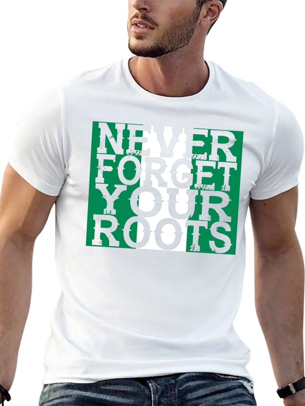 Nigeria Roots T-Shirt - Green & White Pride