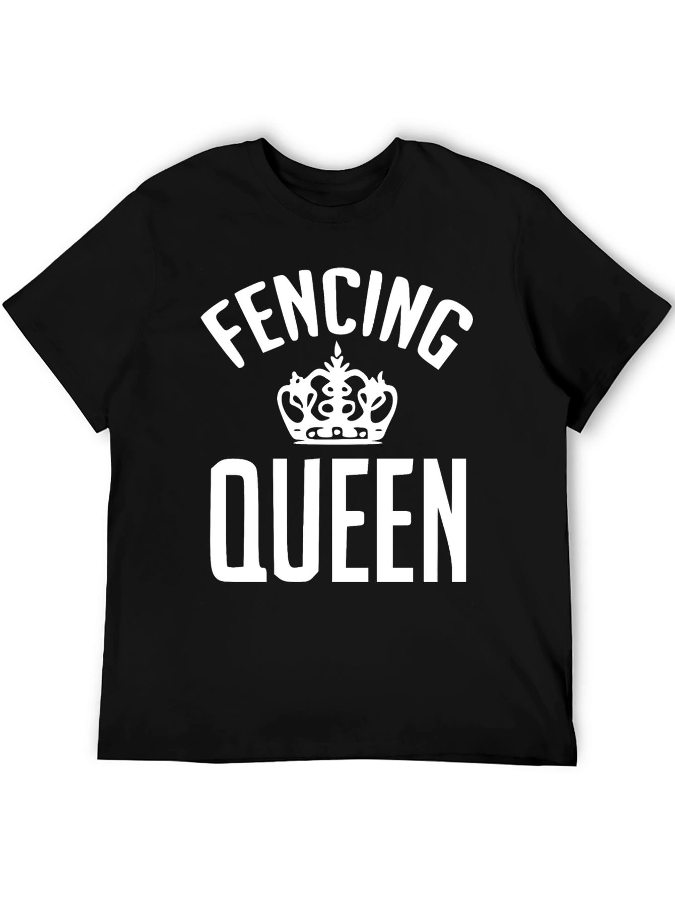 Fencing Queen T-Shirt - Black Cotton Tee with Crown Design