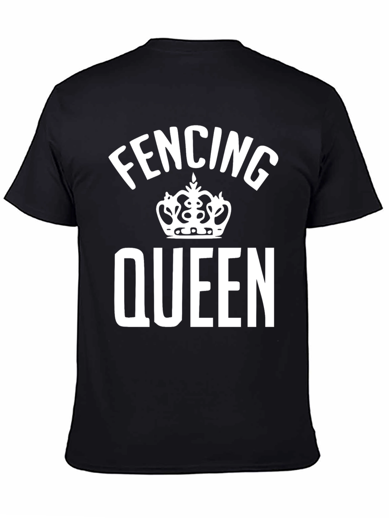 Fencing Queen T-Shirt - Black Cotton Tee with Crown Design