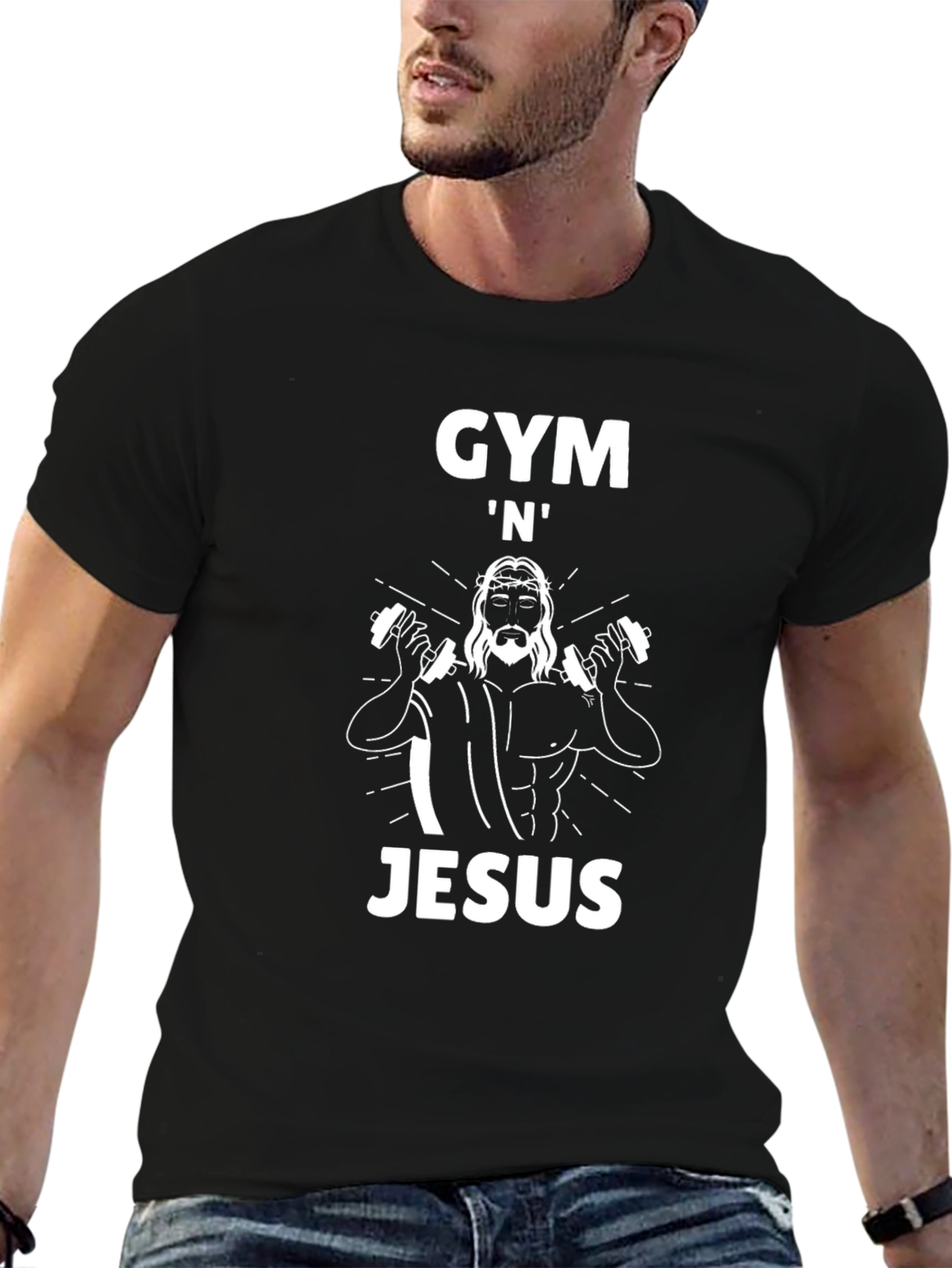 Gym N Jesus Black Graphic Tee
