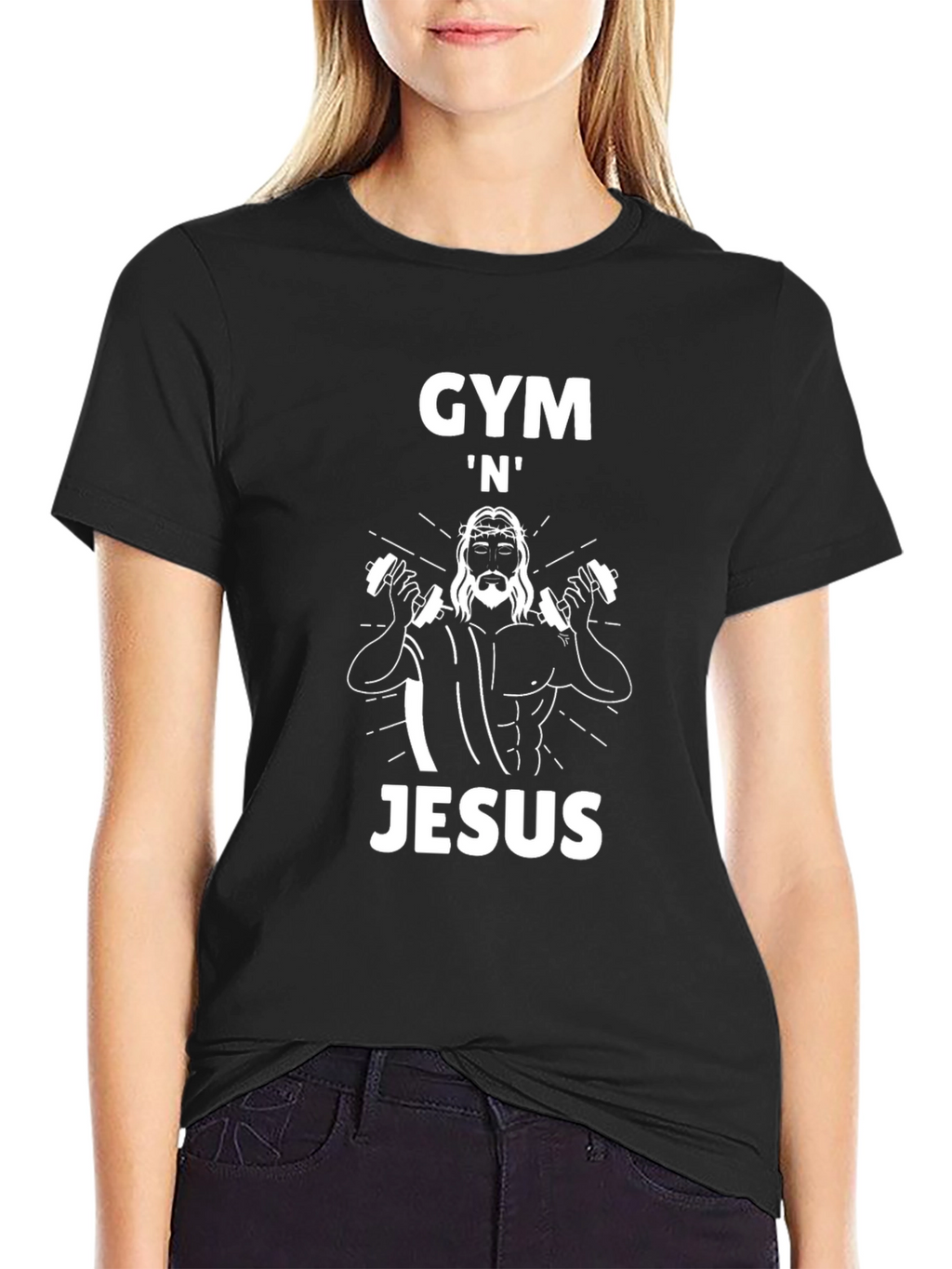 Gym N Jesus Black Graphic Tee