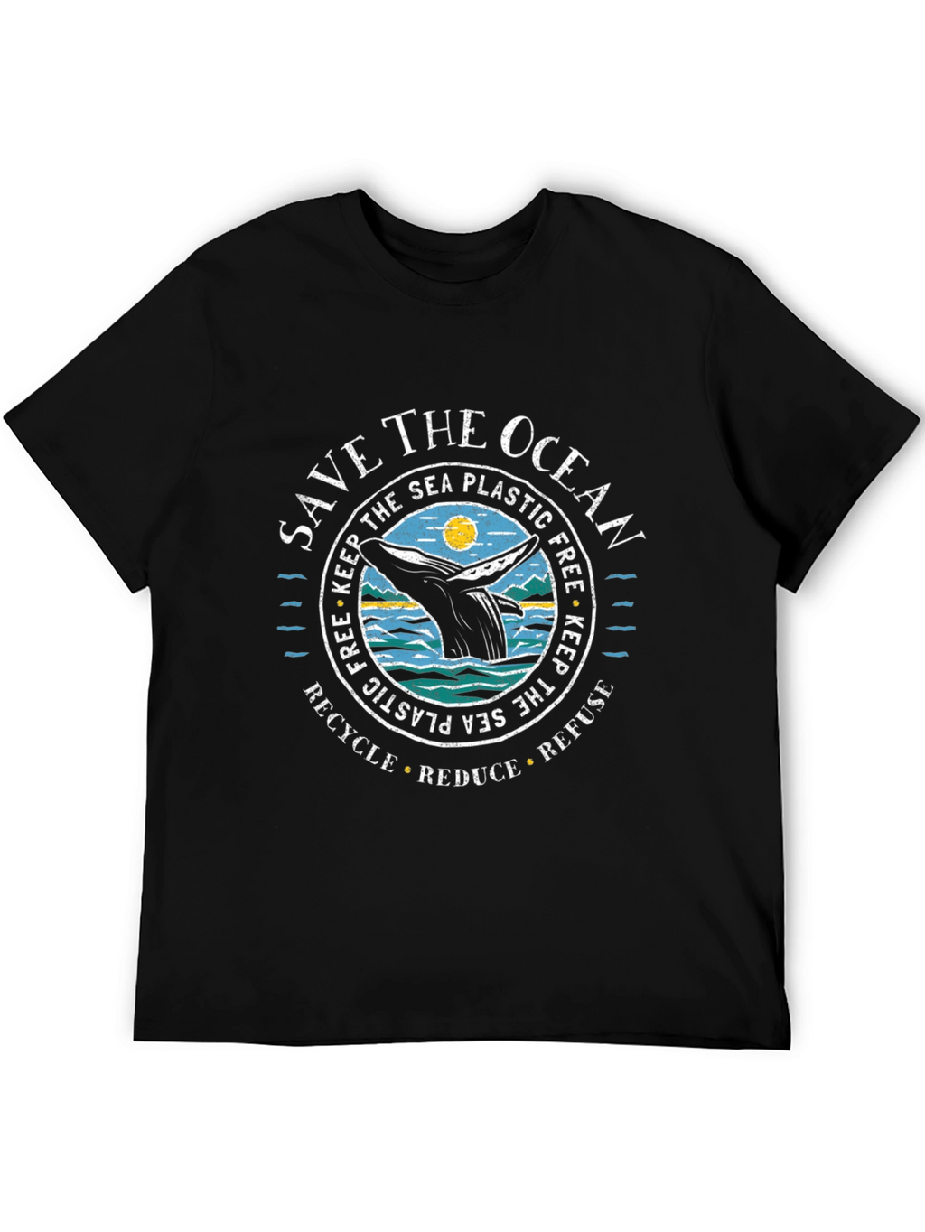 Save the Ocean Graphic Tee - Black Cotton Blend