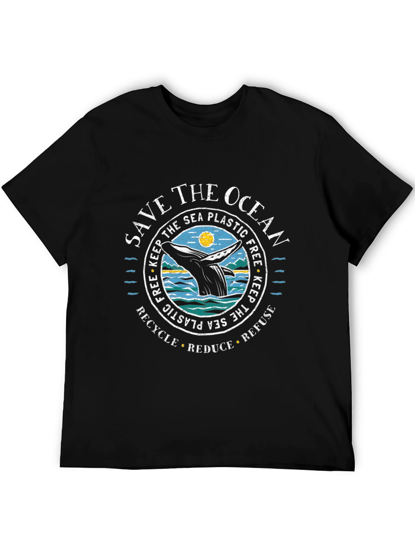 Save the Ocean Graphic Tee - Black Cotton Blend