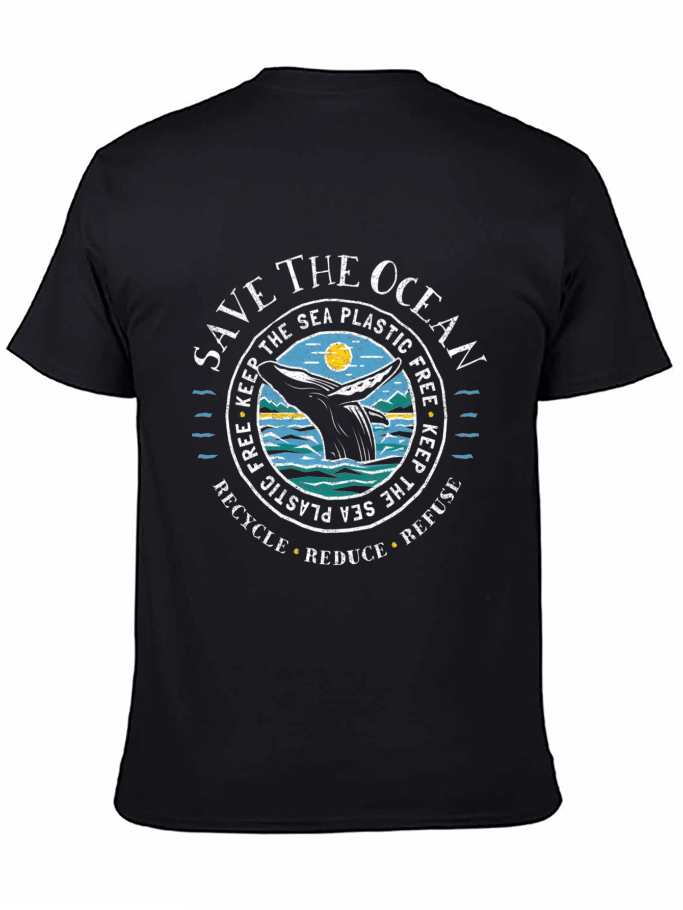Save the Ocean Graphic Tee - Black Cotton Blend