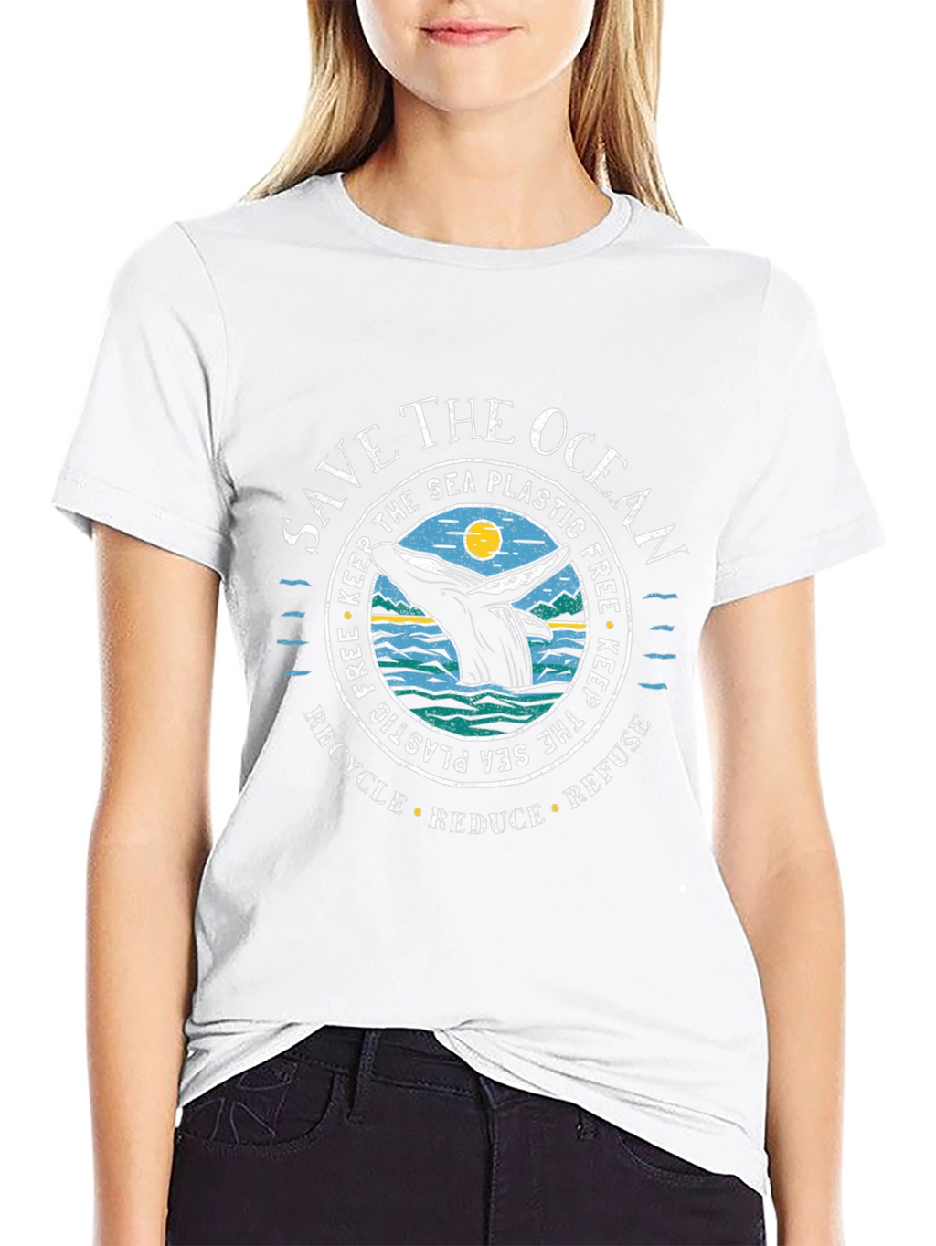 Save the Ocean Graphic Tee - Black Cotton Blend