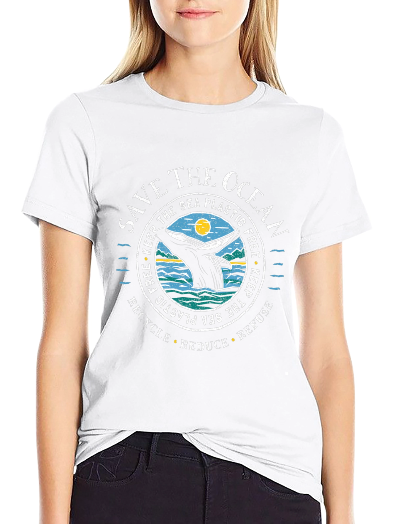 Save the Ocean Graphic Tee - Black Cotton Blend