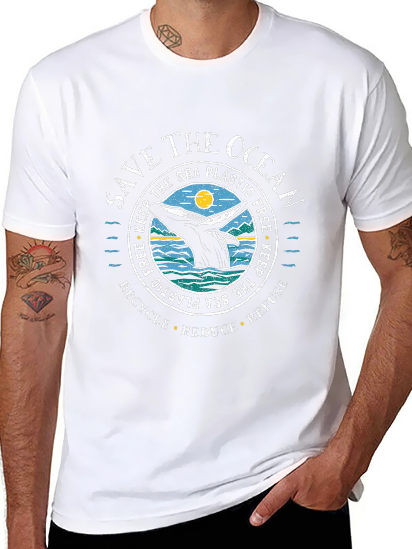 Save the Ocean Graphic Tee - Black Cotton Blend