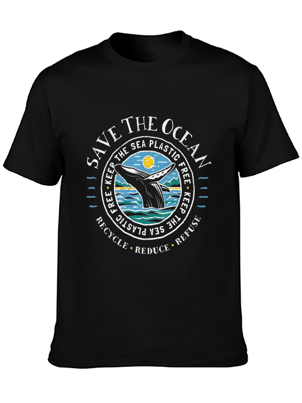 Save the Ocean Graphic Tee - Black Cotton Blend
