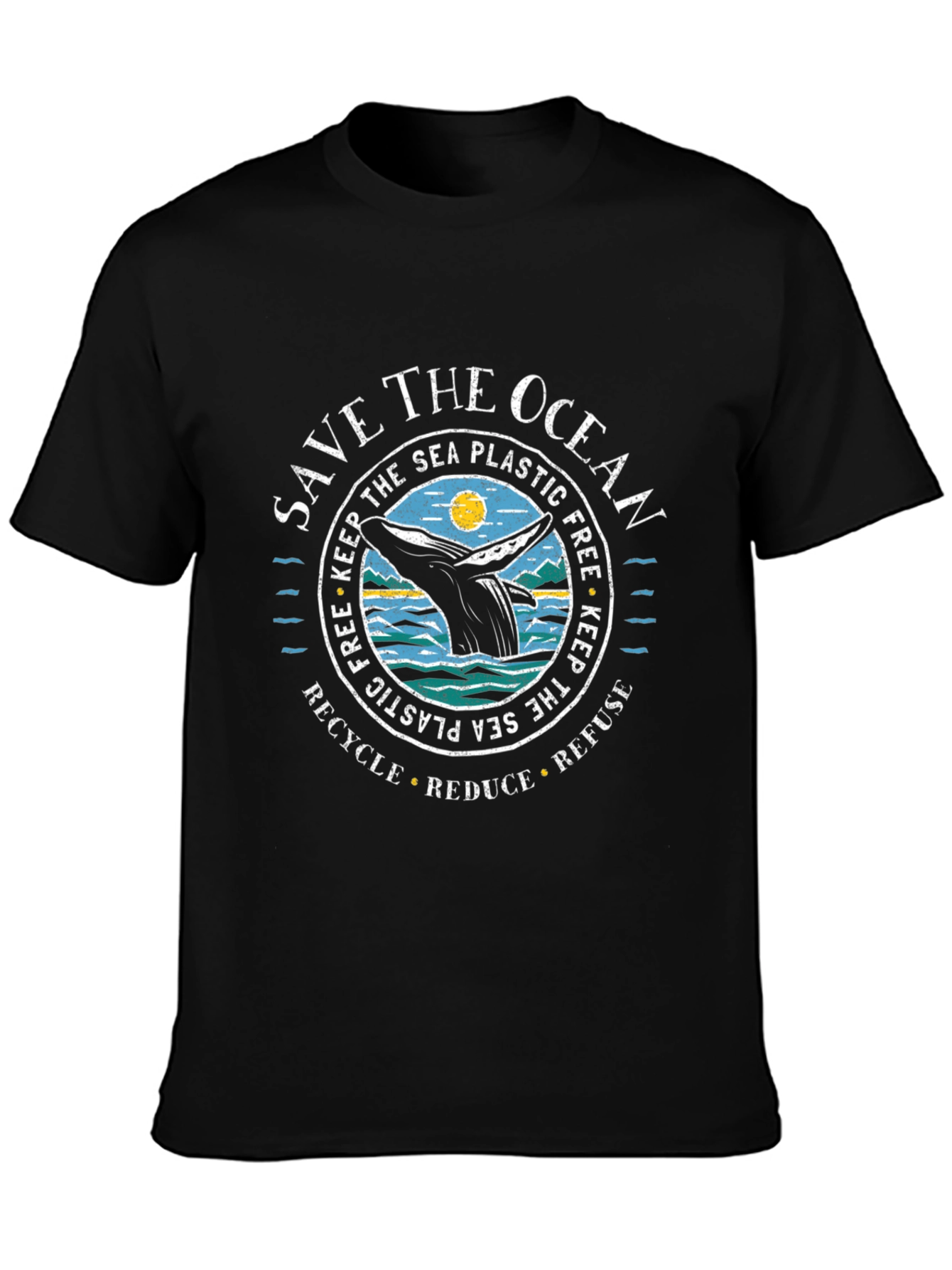 Save the Ocean Graphic Tee - Black Cotton Blend