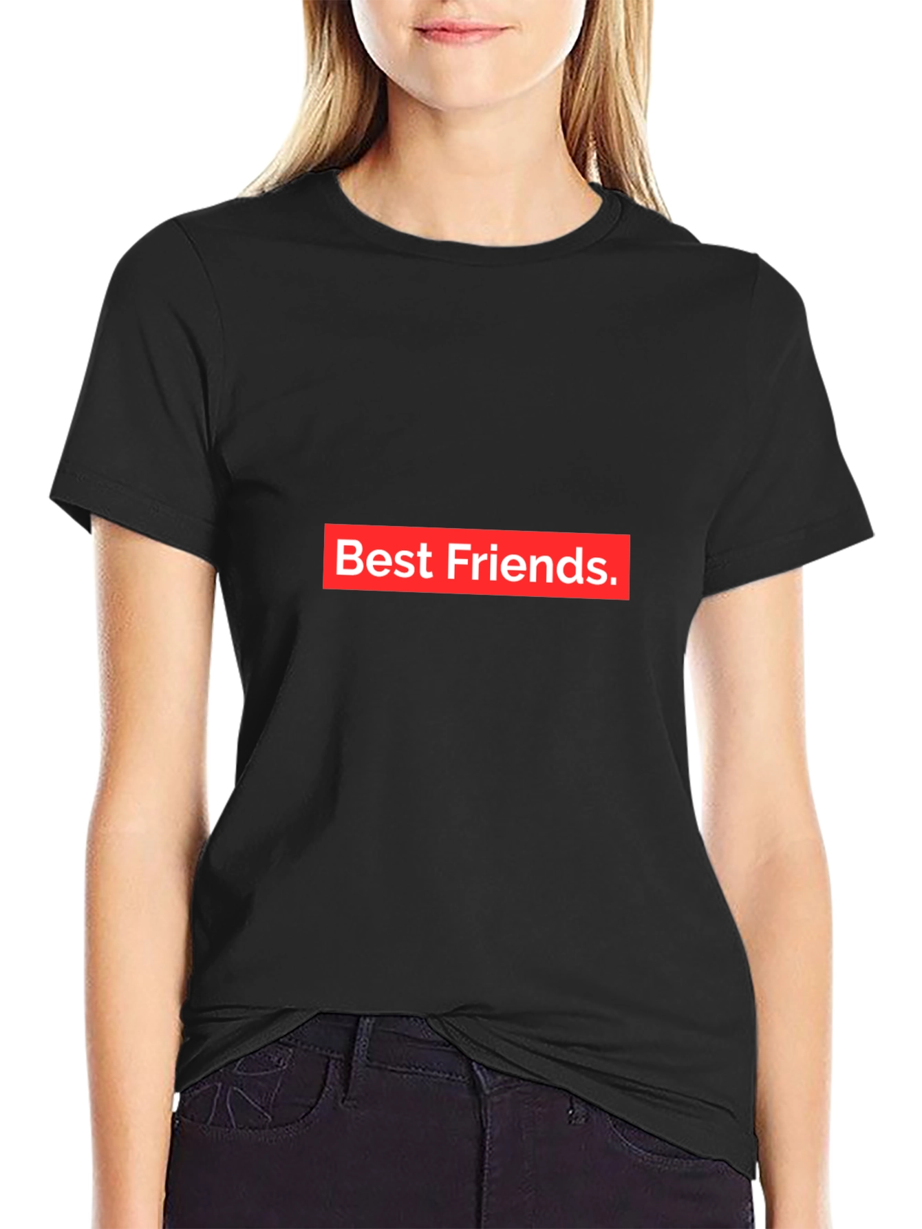 Best Friends Tee - Black Crew Neck Cotton T-Shirt