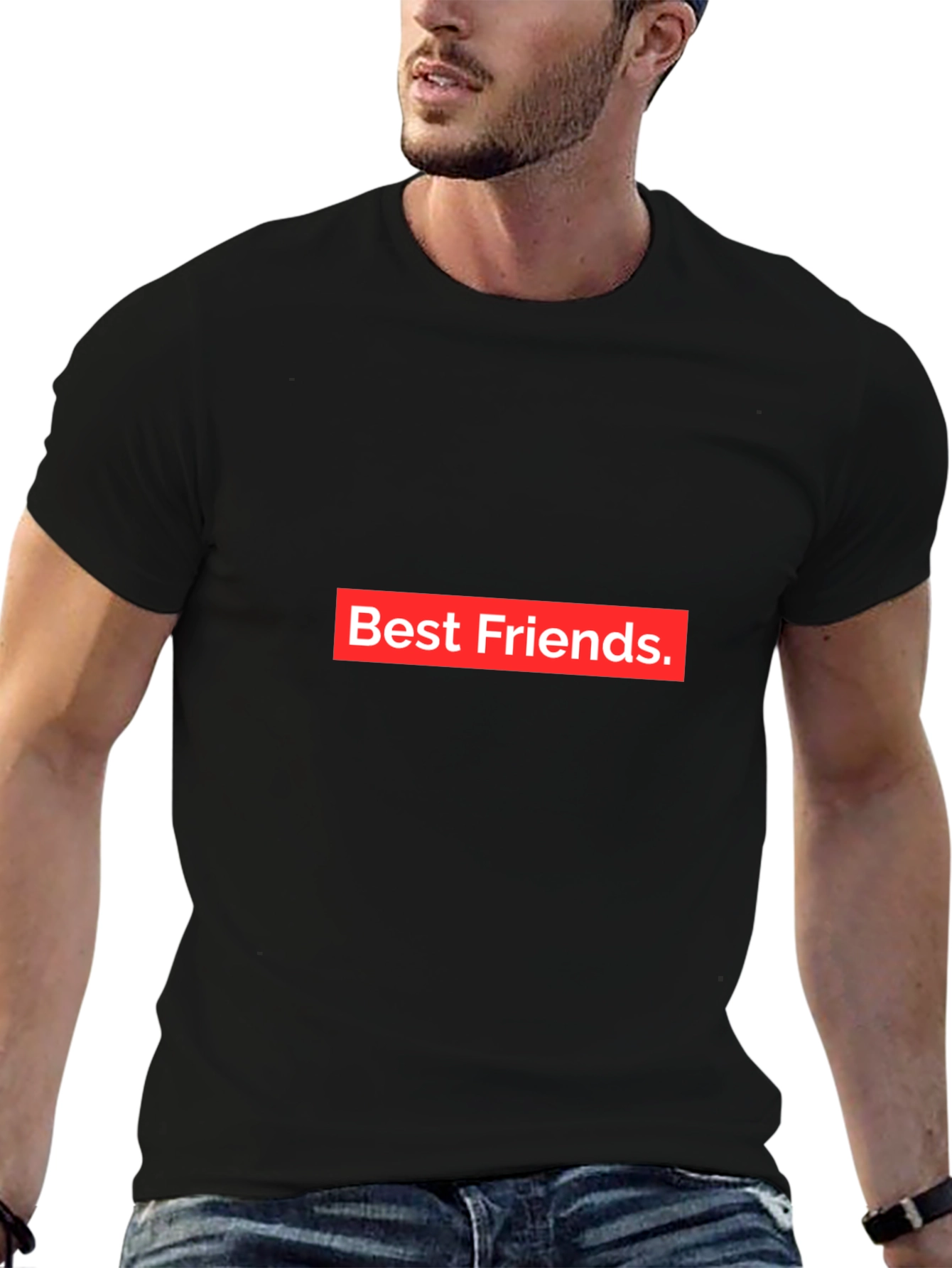 Best Friends Tee - Black Crew Neck Cotton T-Shirt