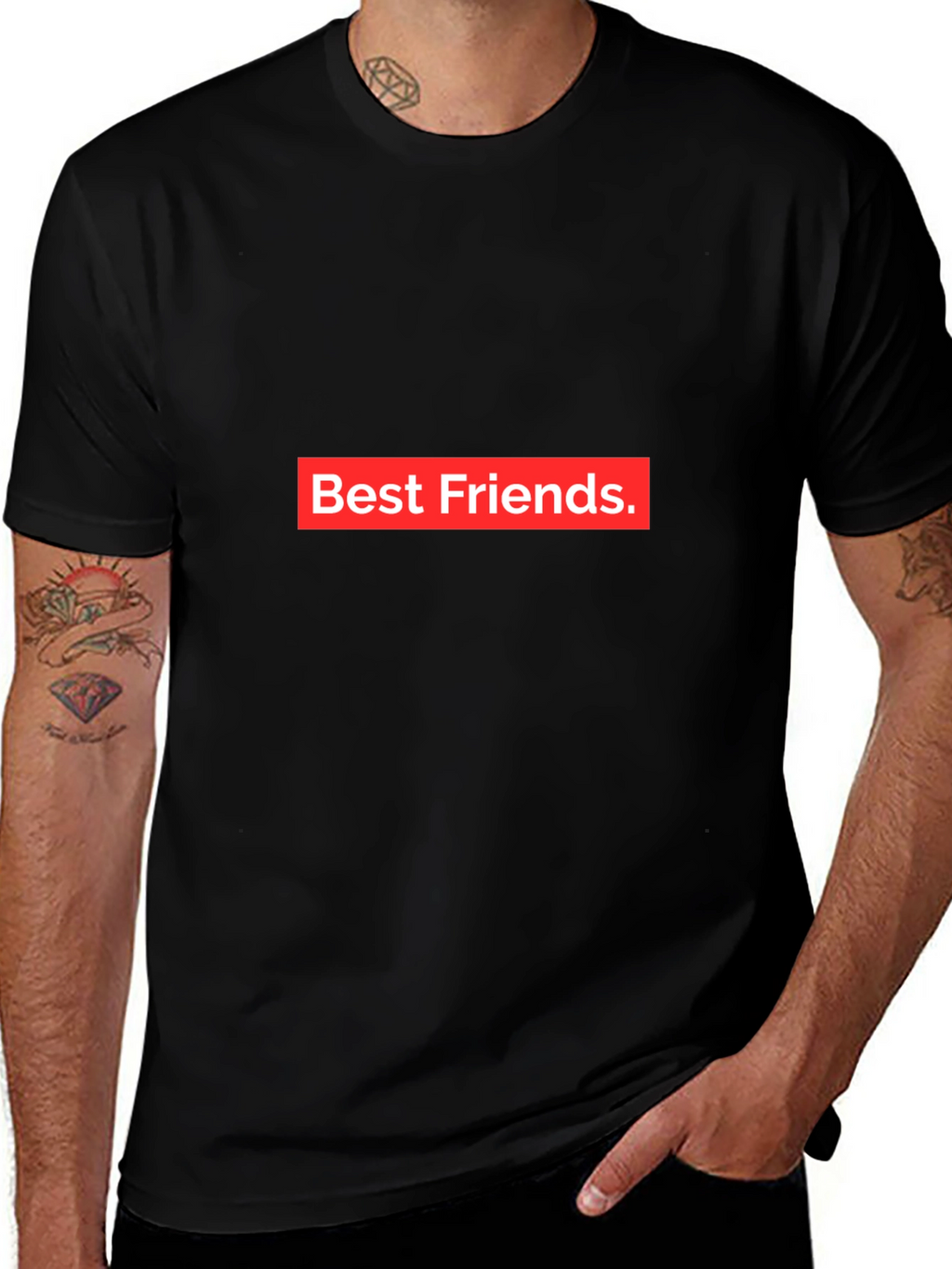 Best Friends Tee - Black Crew Neck Cotton T-Shirt