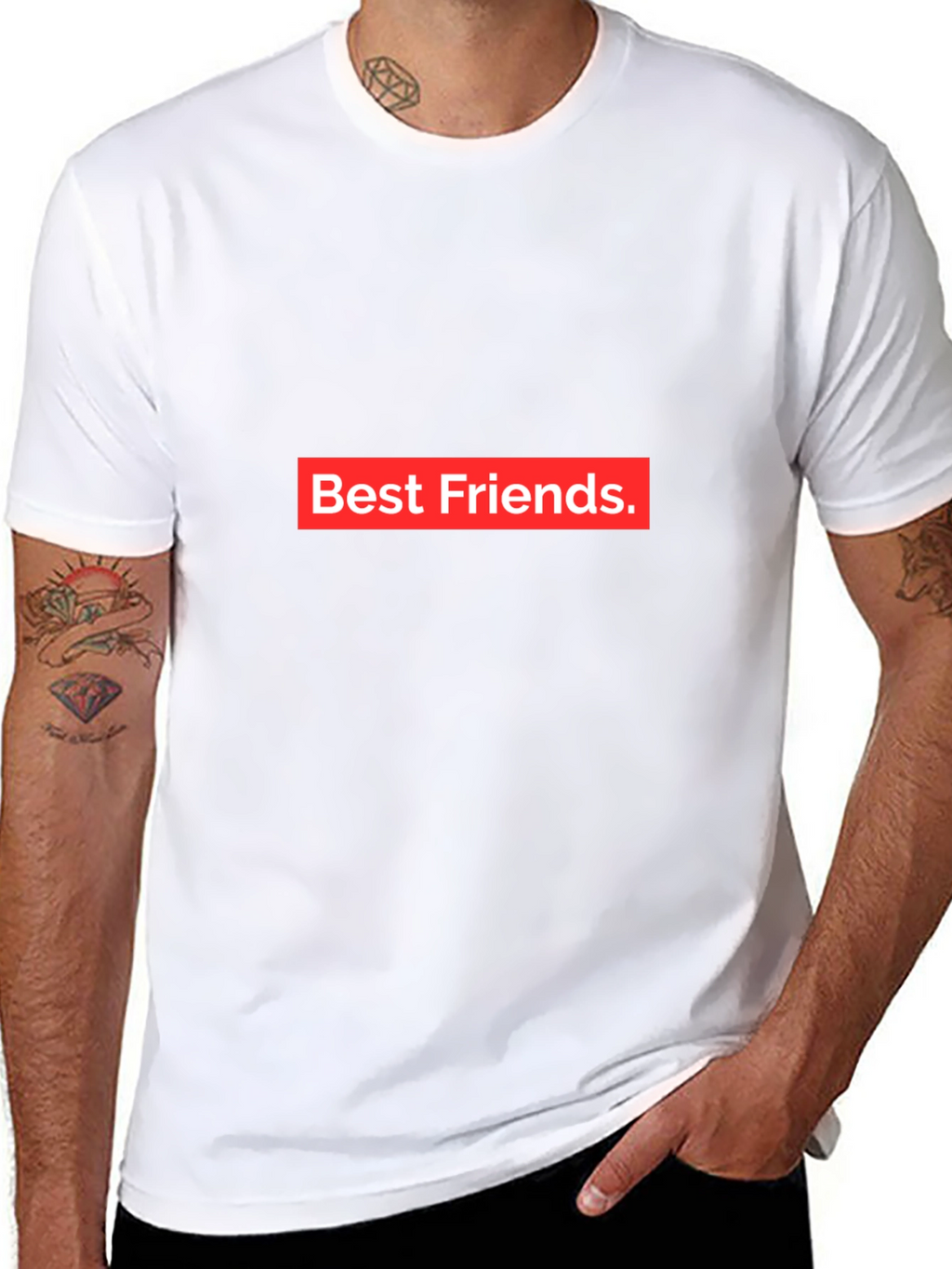 Best Friends Tee - Black Crew Neck Cotton T-Shirt