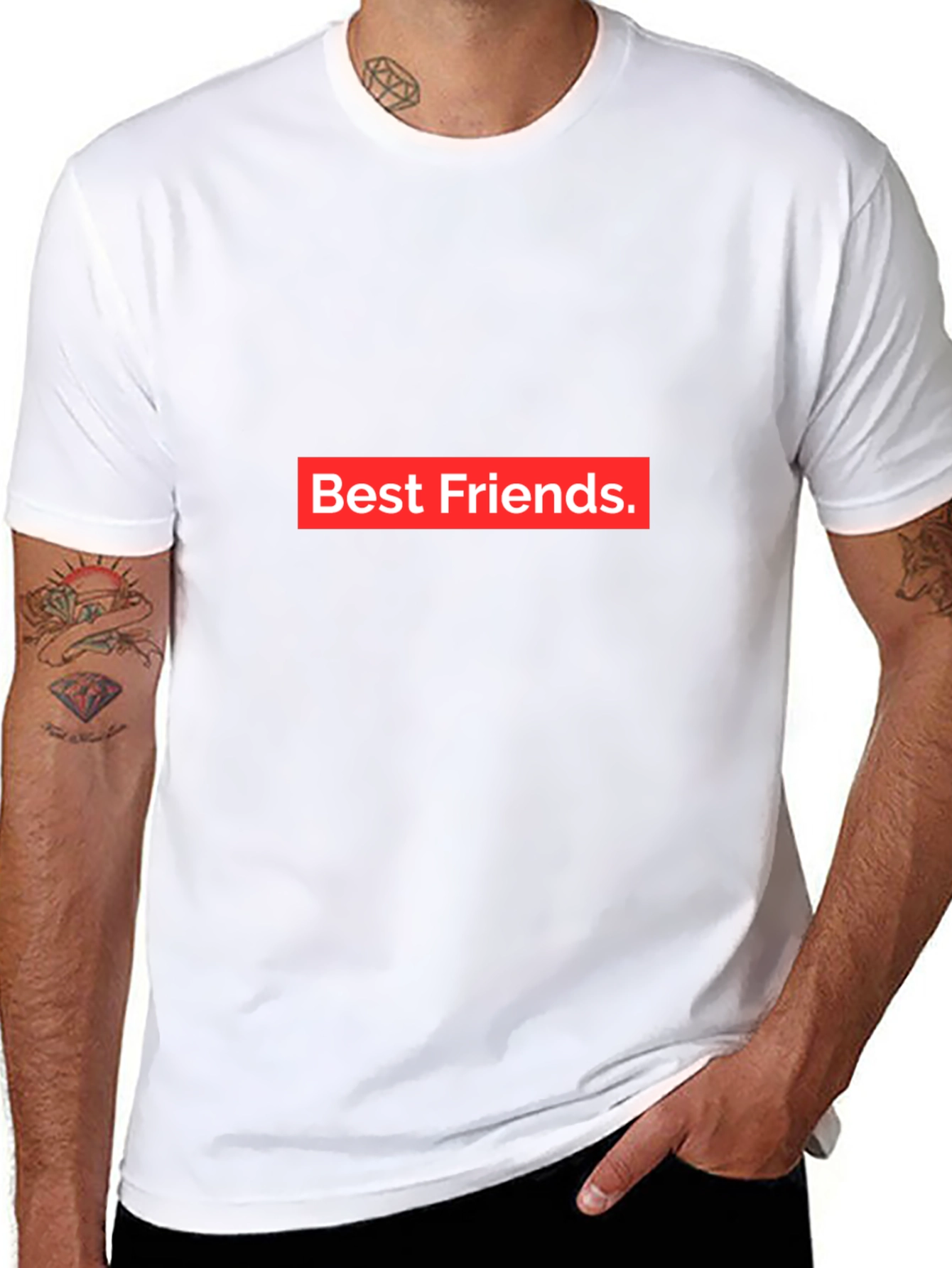 Best Friends Tee - Black Crew Neck Cotton T-Shirt
