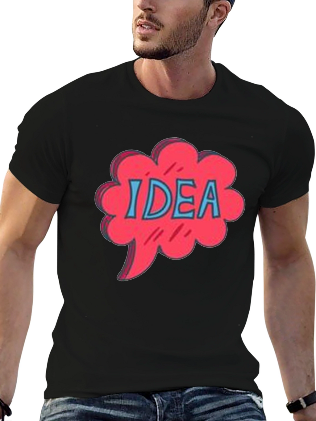Idea Bubble Graphic Tee - Black Cotton T-Shirt
