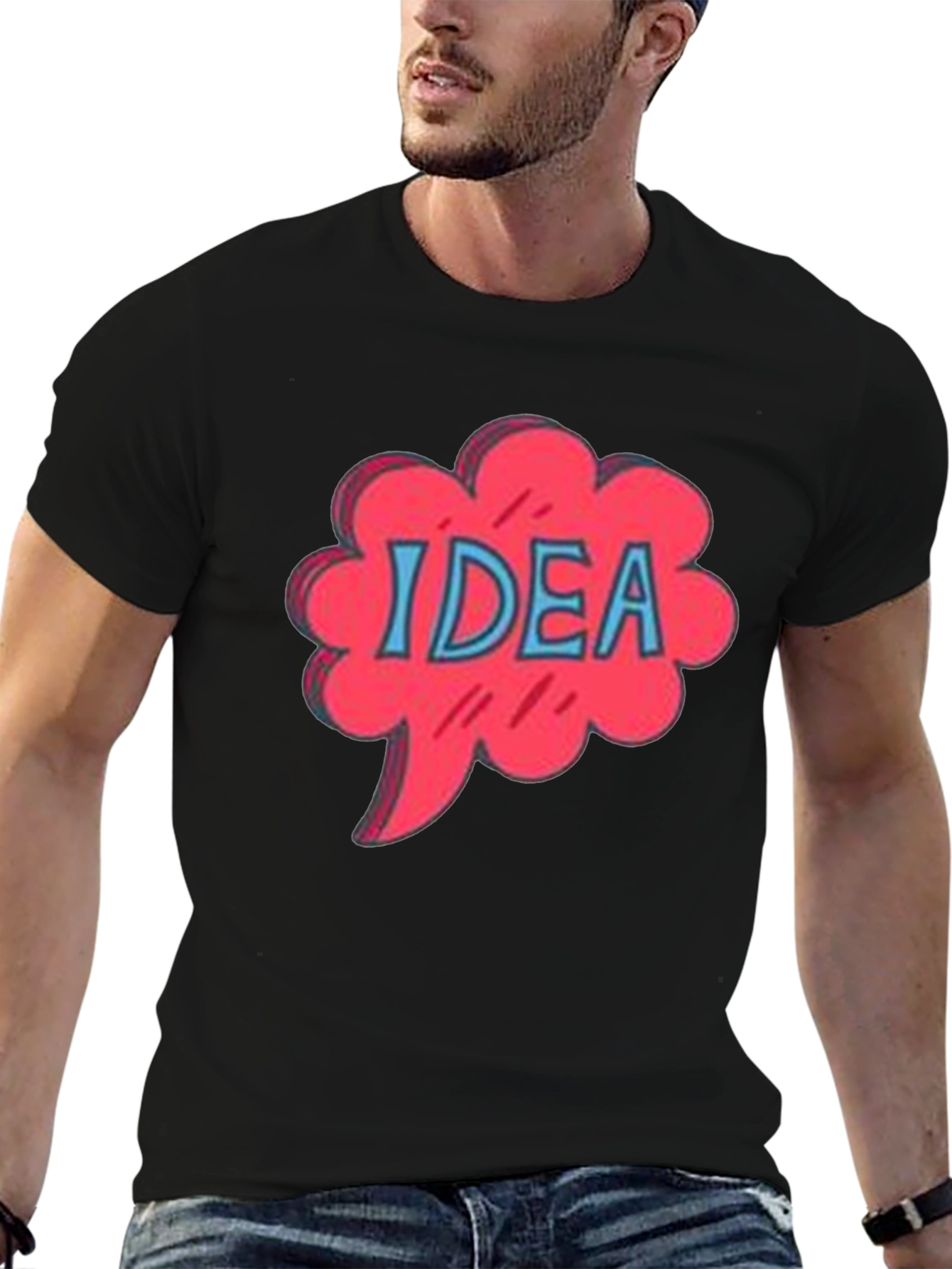Idea Bubble Graphic Tee - Black Cotton T-Shirt