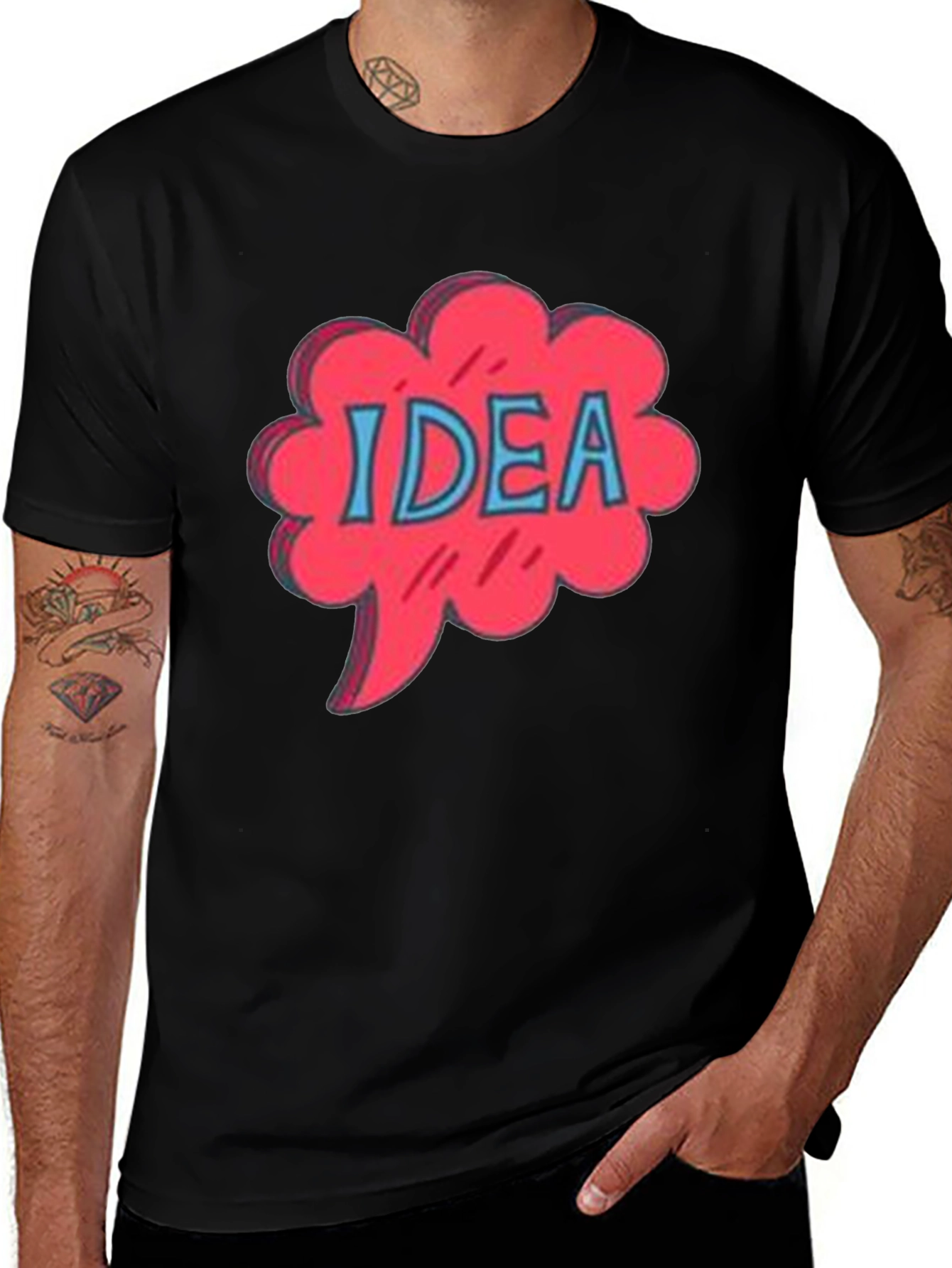 Idea Bubble Graphic Tee - Black Cotton T-Shirt