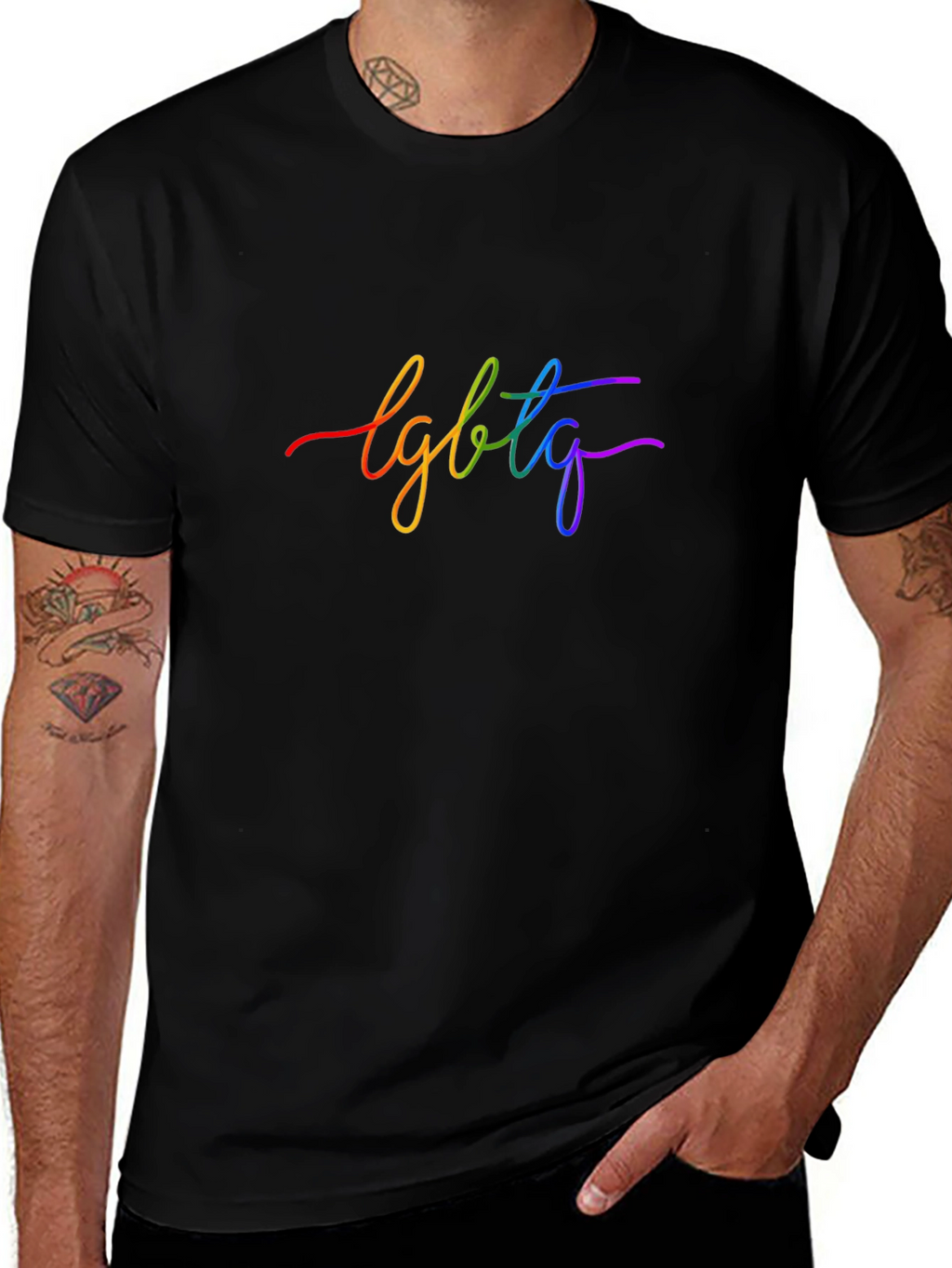 LGBTQ Rainbow Graphic Black T-Shirt