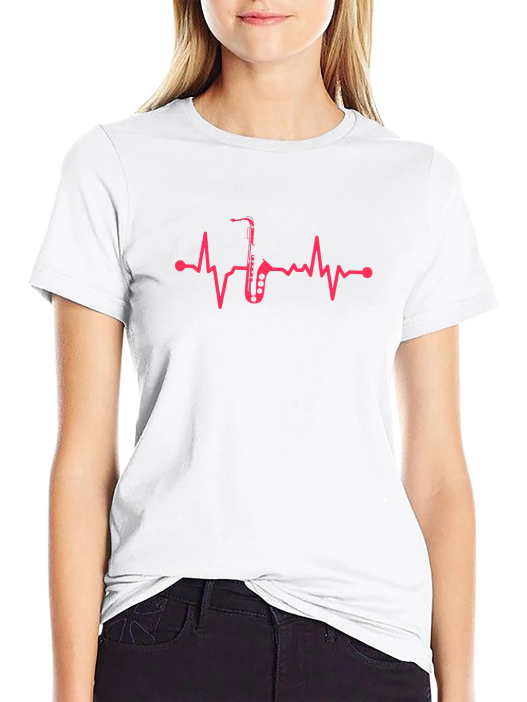 Saxophone Heartbeat Graphic Tee - Musician T-Shirt