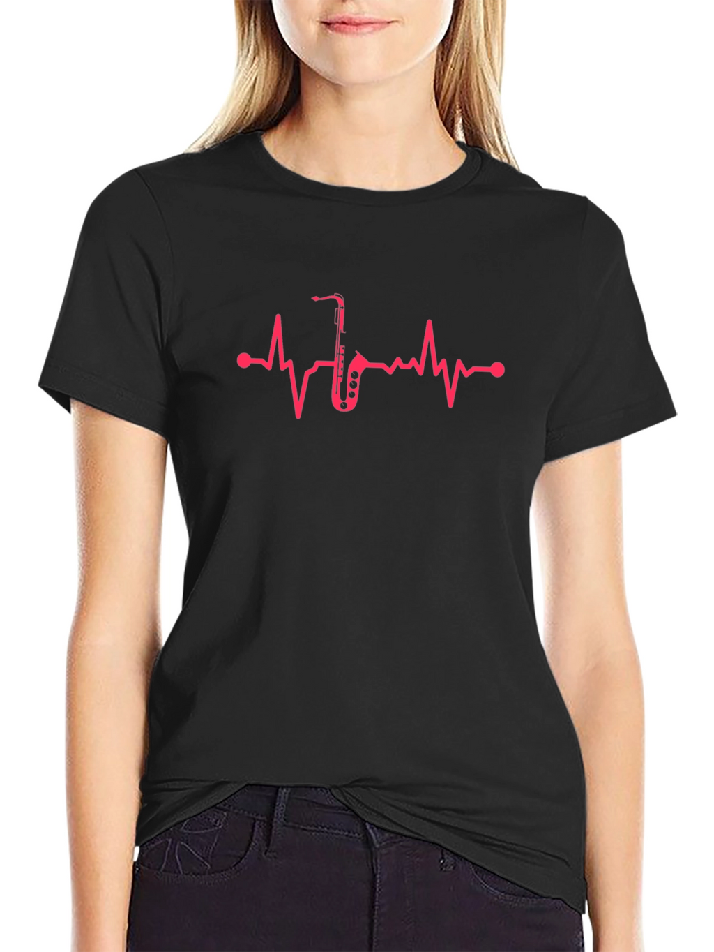 Saxophone Heartbeat Graphic Tee - Musician T-Shirt