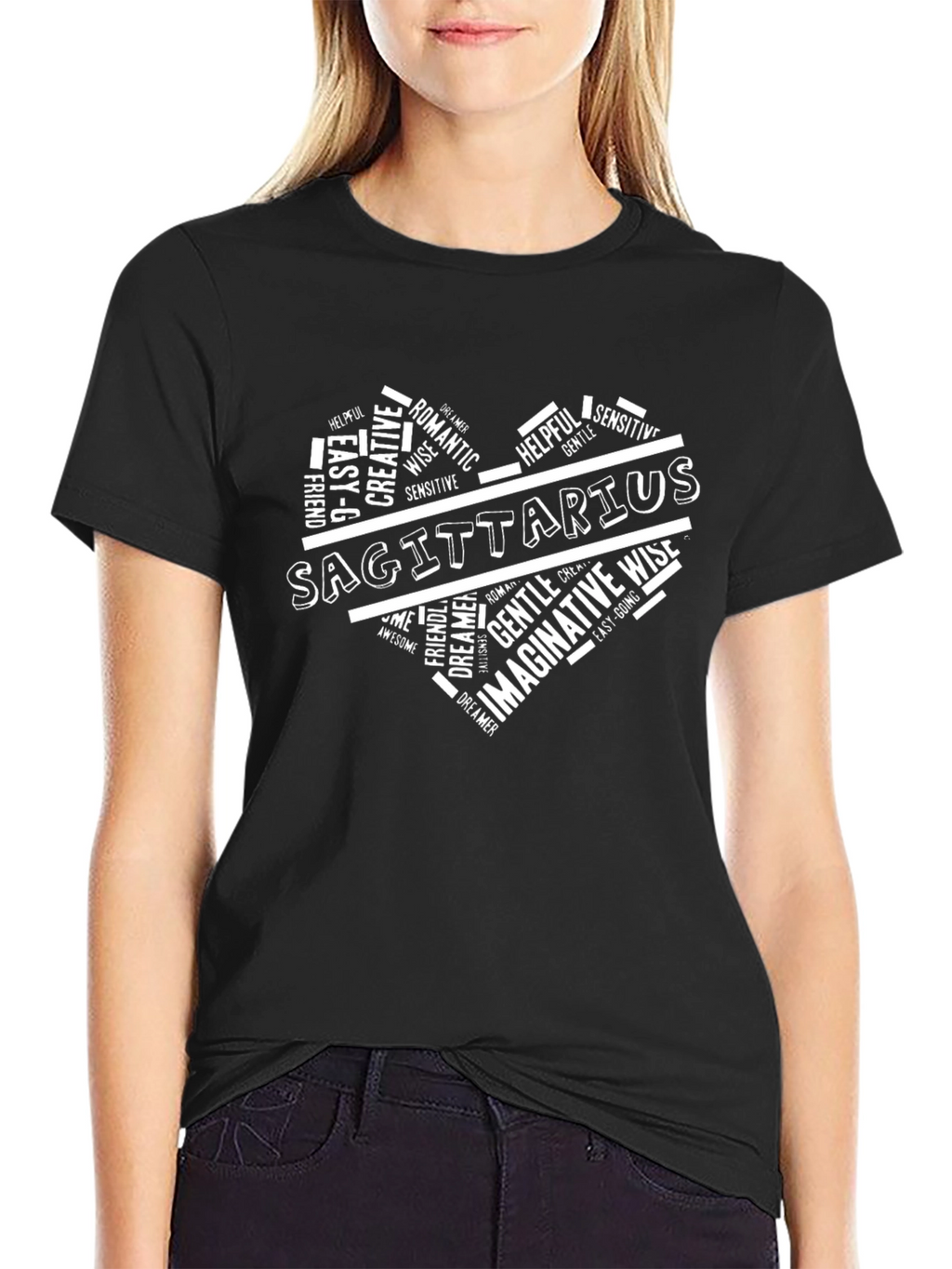 Sagittarius Zodiac Heart Word Art T-Shirt