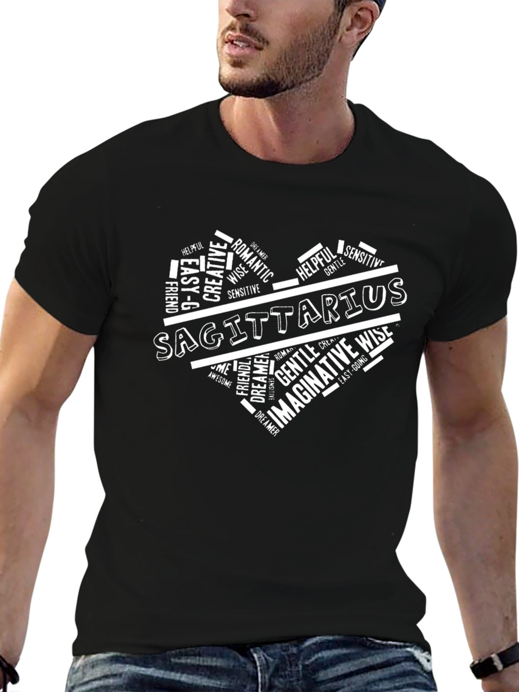 Sagittarius Zodiac Heart Word Art T-Shirt