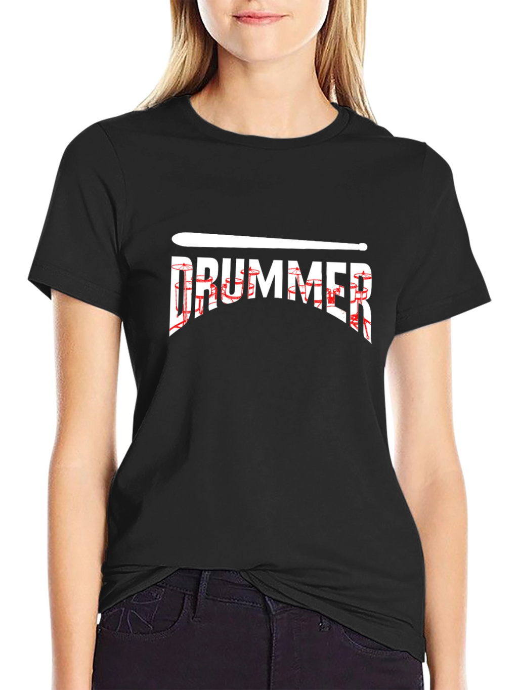 Drummer Graphic Tee - Black Cotton T-Shirt