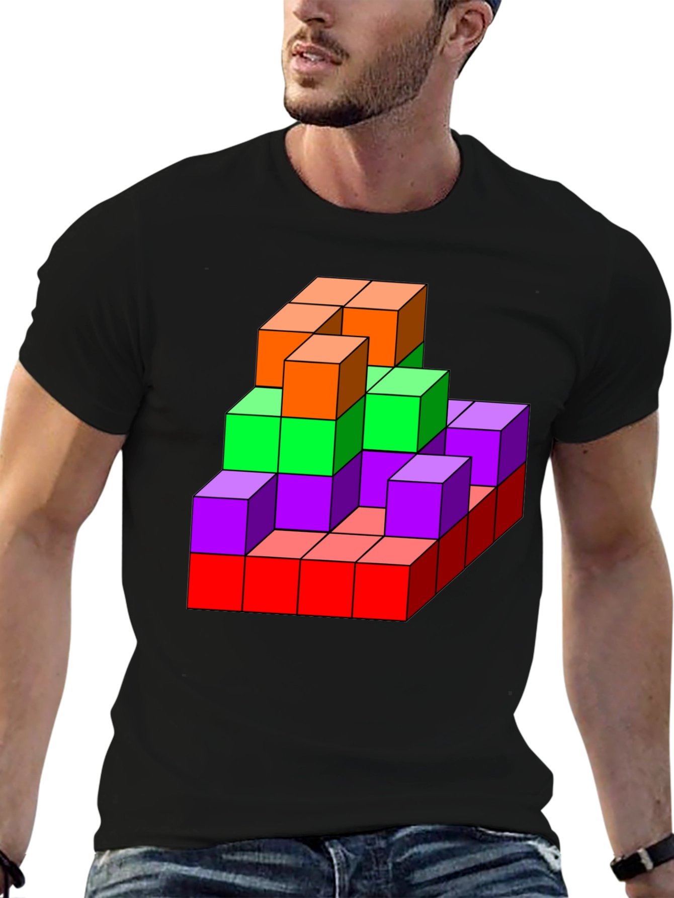 3D Colorful Cube T-Shirt