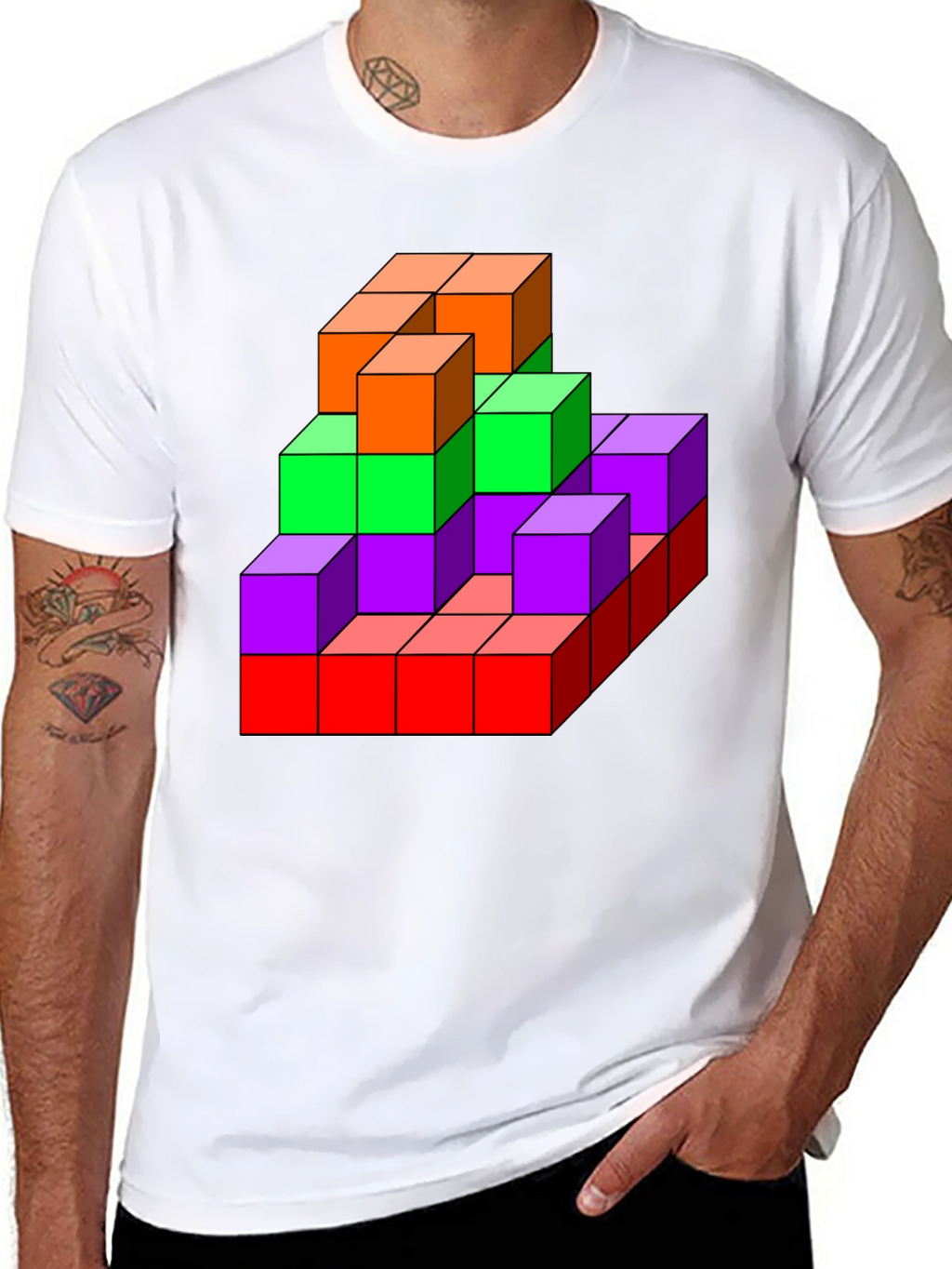 3D Colorful Cube T-Shirt