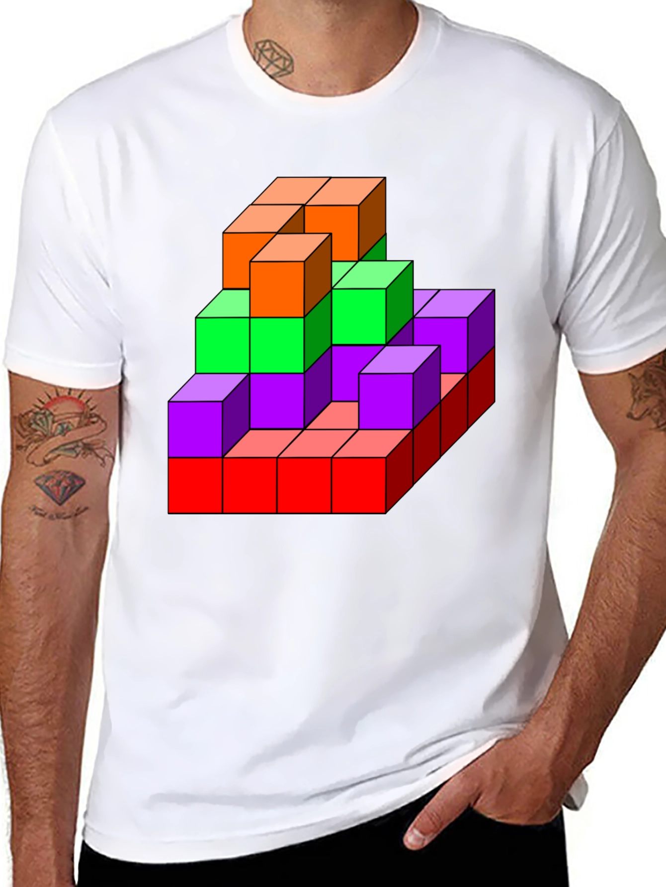 3D Colorful Cube T-Shirt