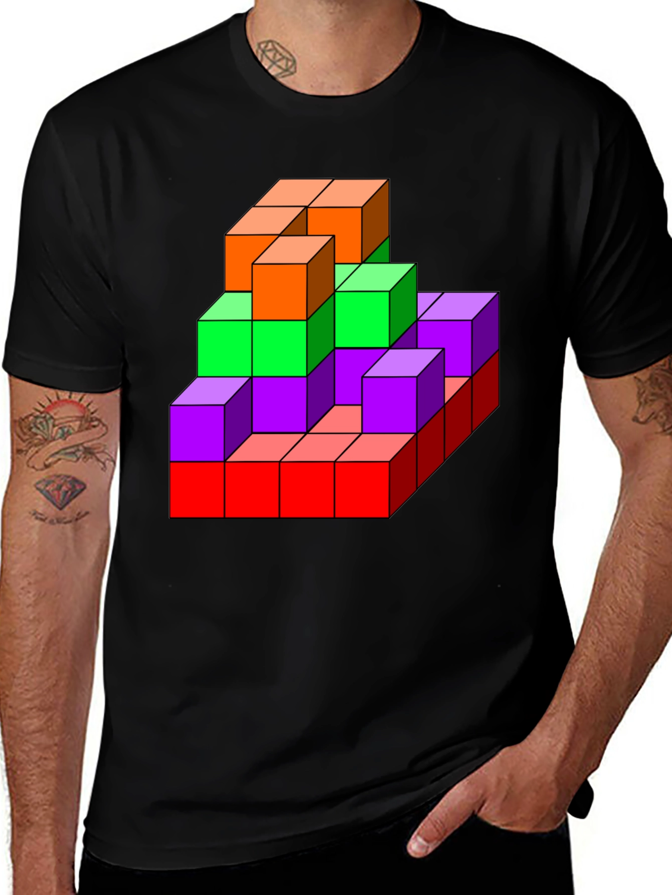 3D Colorful Cube T-Shirt