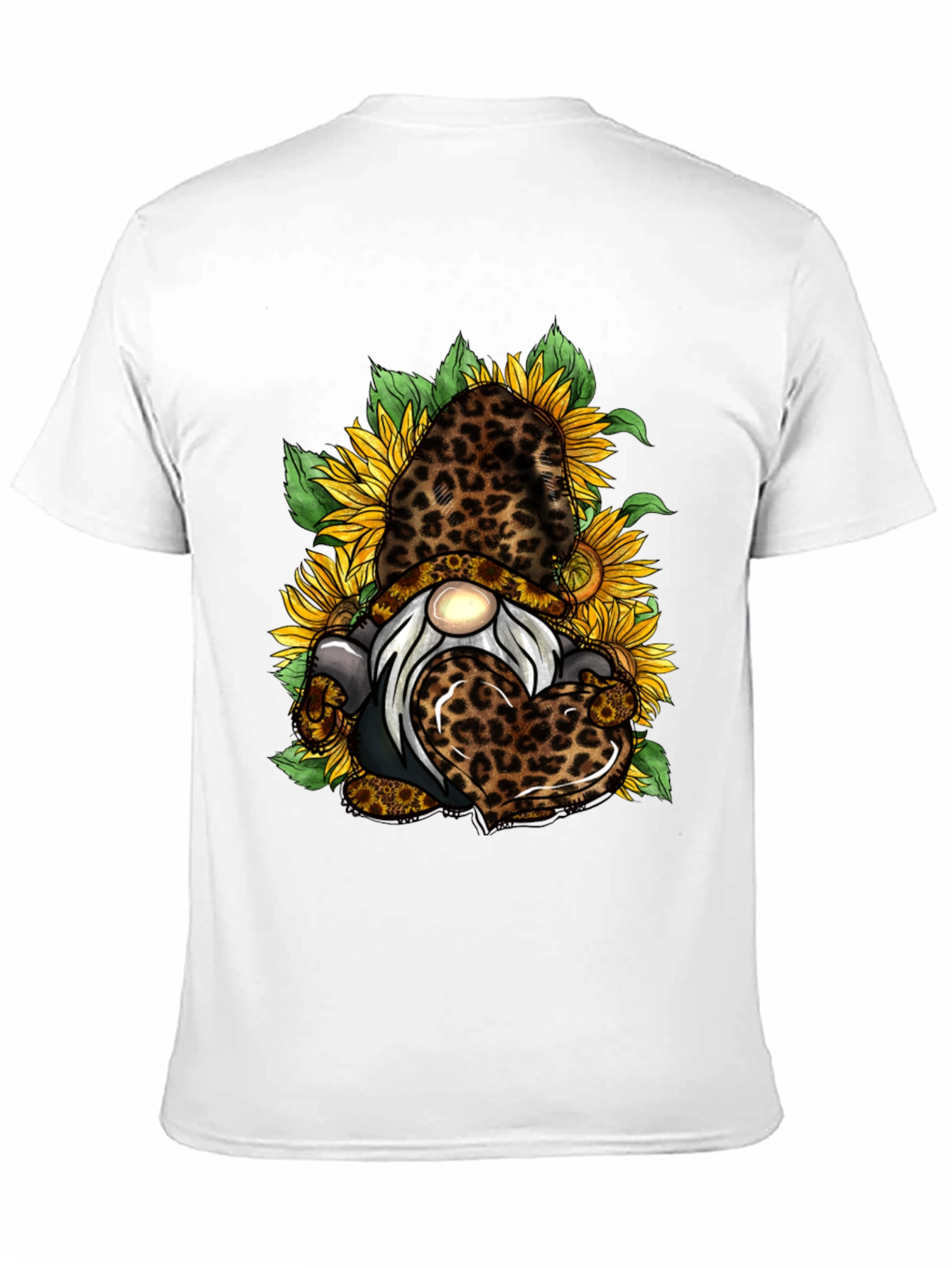 Leopard Sunflower Gnome Graphic T-Shirt