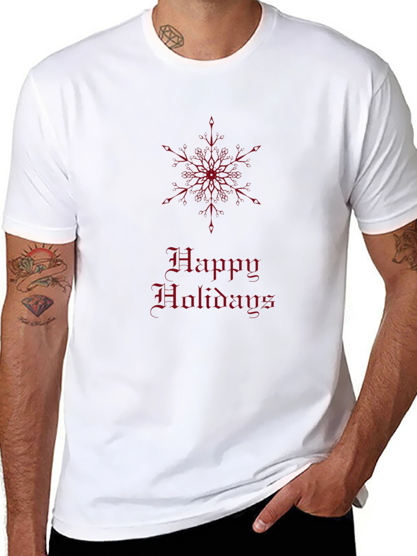 Happy Holidays Snowflake Graphic T-Shirt - Black