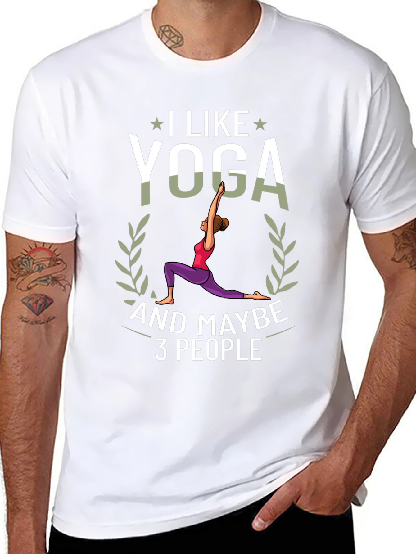 I Like Yoga and Maybe 3 People Black T-Shirt