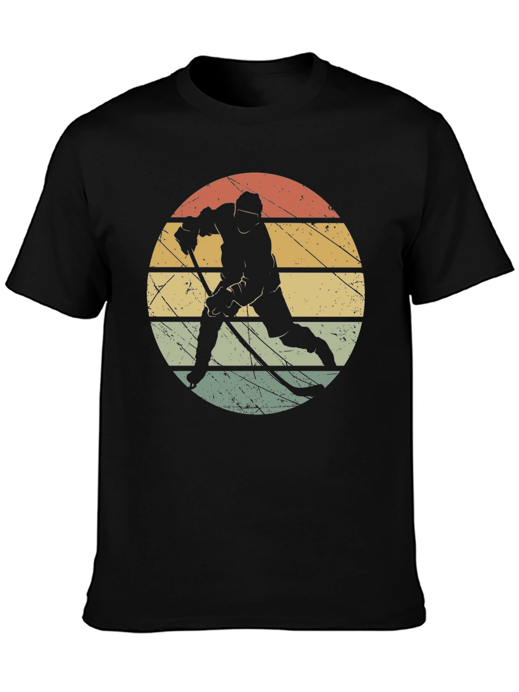 Retro Hockey Player Black T-Shirt