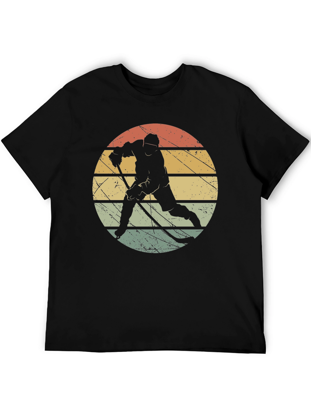 Retro Hockey Player Black T-Shirt
