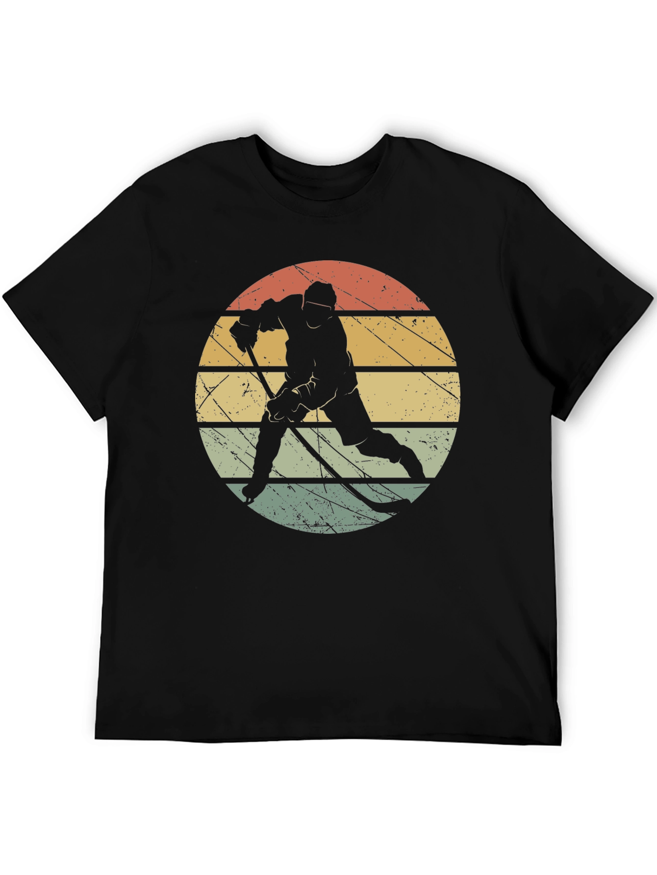 Retro Hockey Player Black T-Shirt
