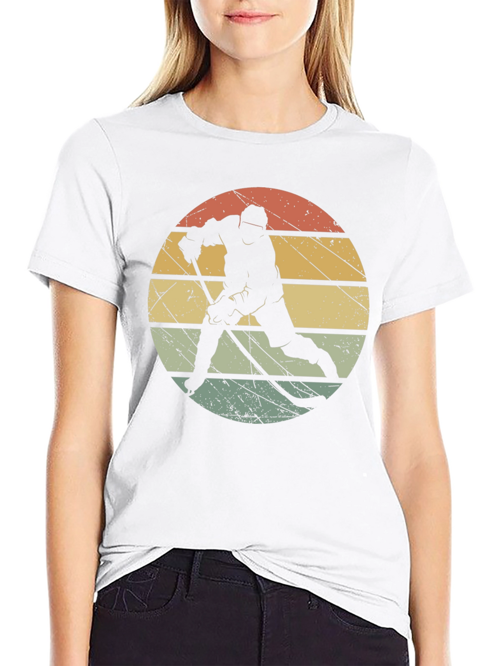 Retro Hockey Player Black T-Shirt