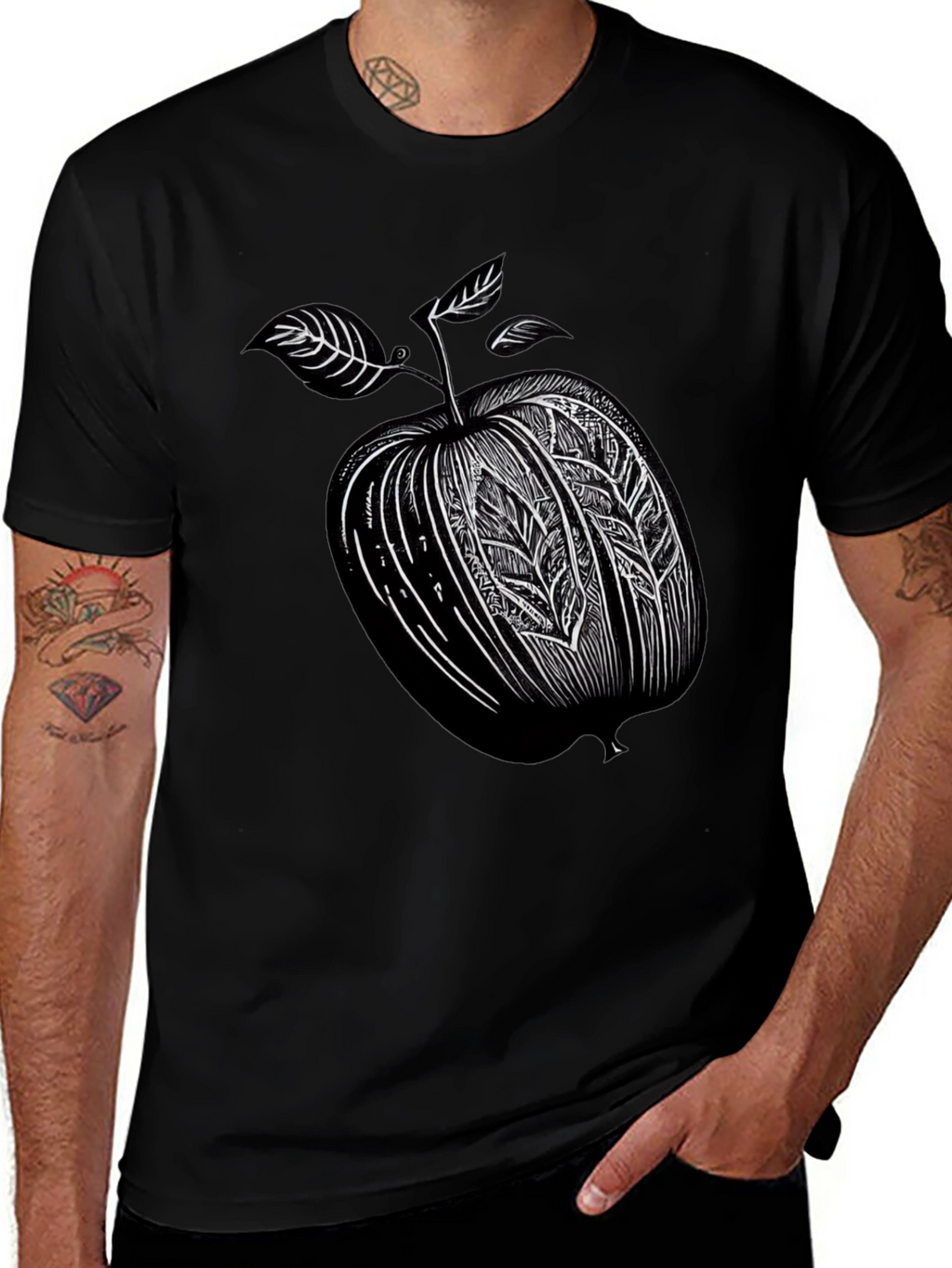 Stylized Apple Graphic T-Shirt