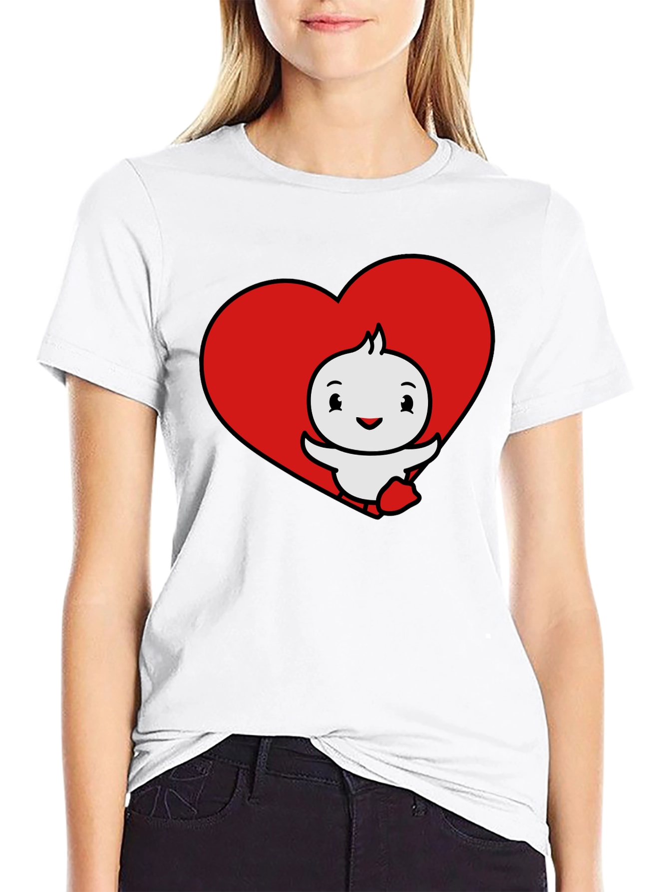 Cute Cartoon Heart Graphic T-Shirt