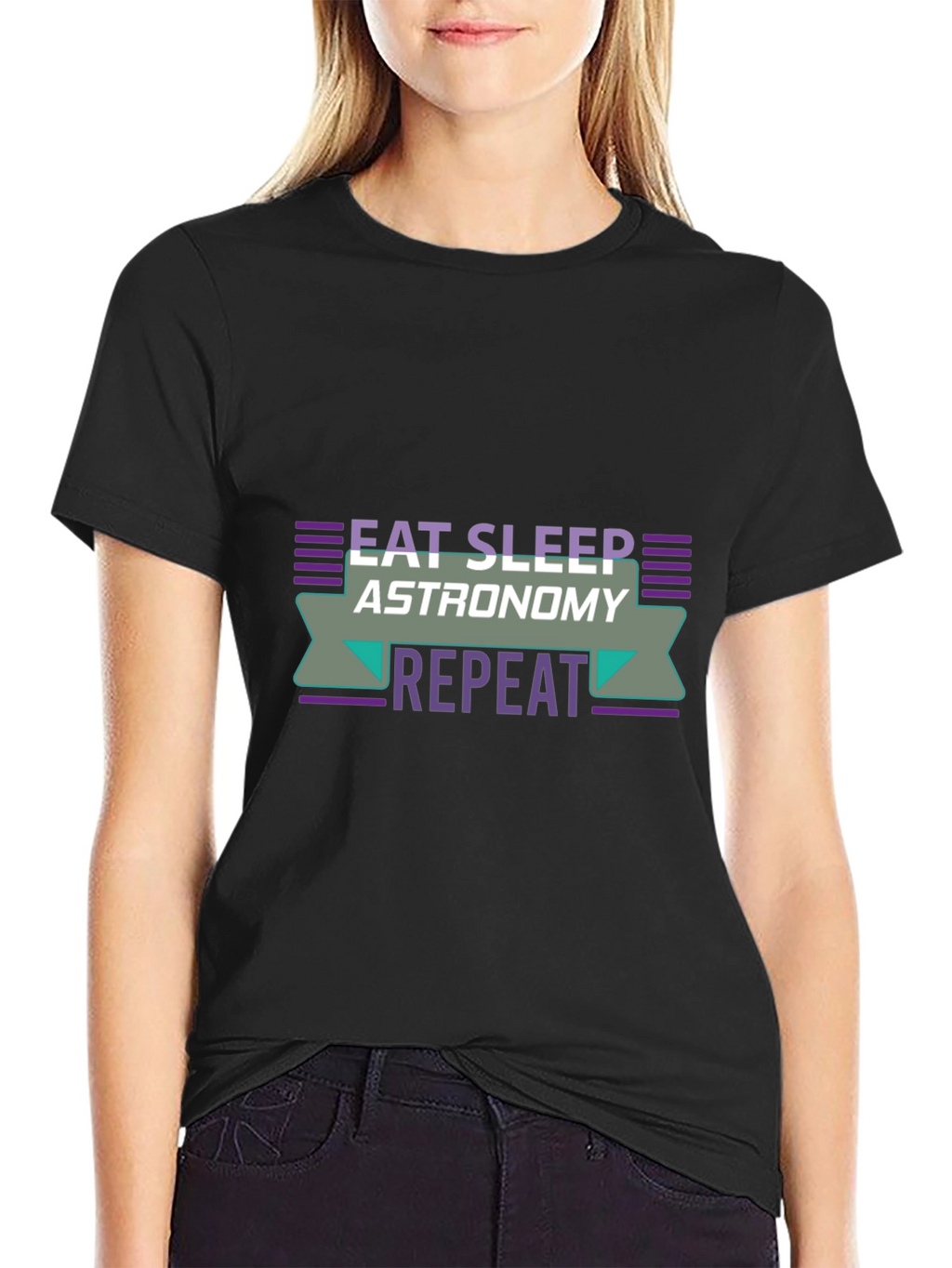 Eat Sleep Astronomy Repeat Black T-Shirt