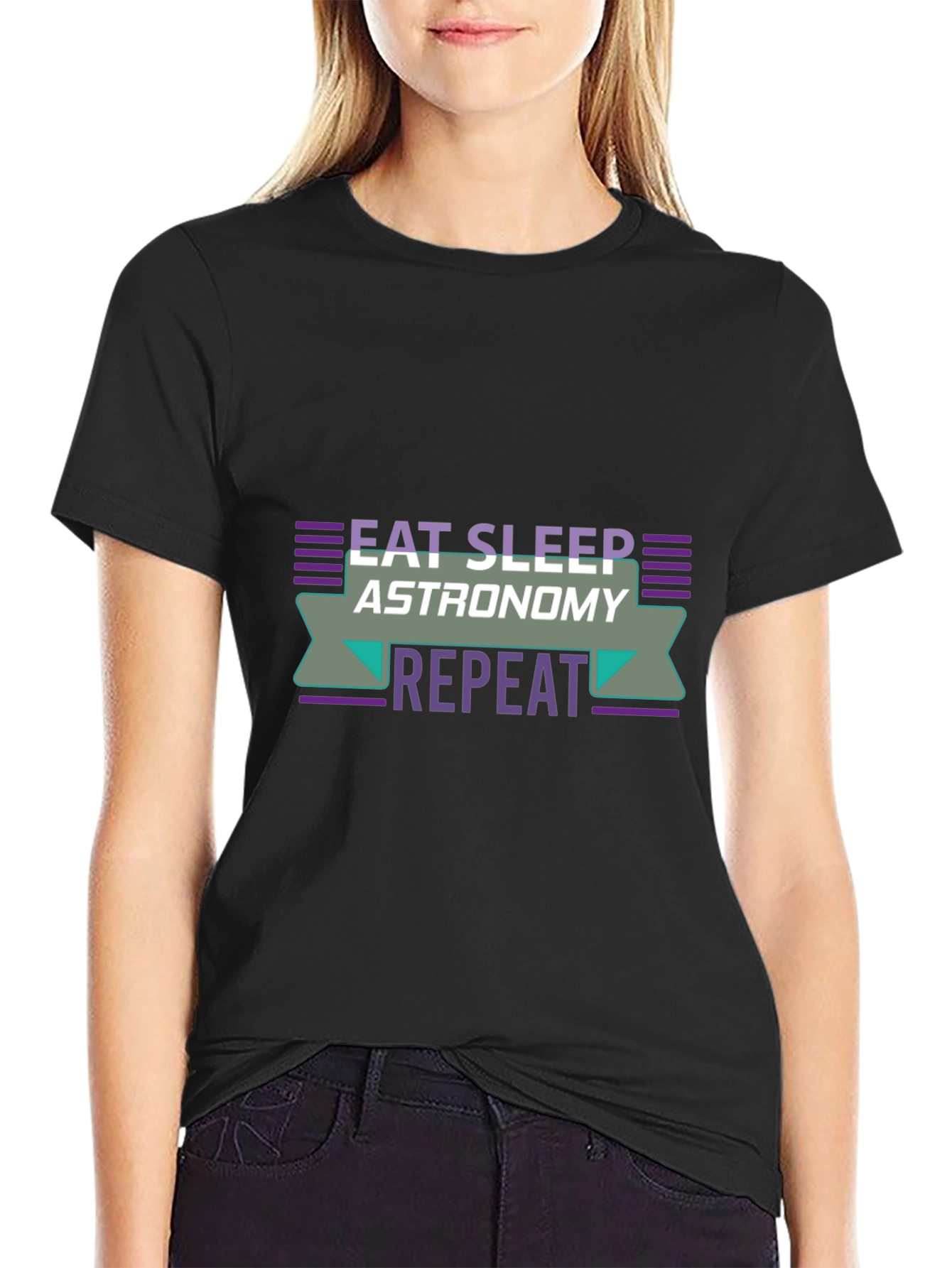 Eat Sleep Astronomy Repeat Black T-Shirt