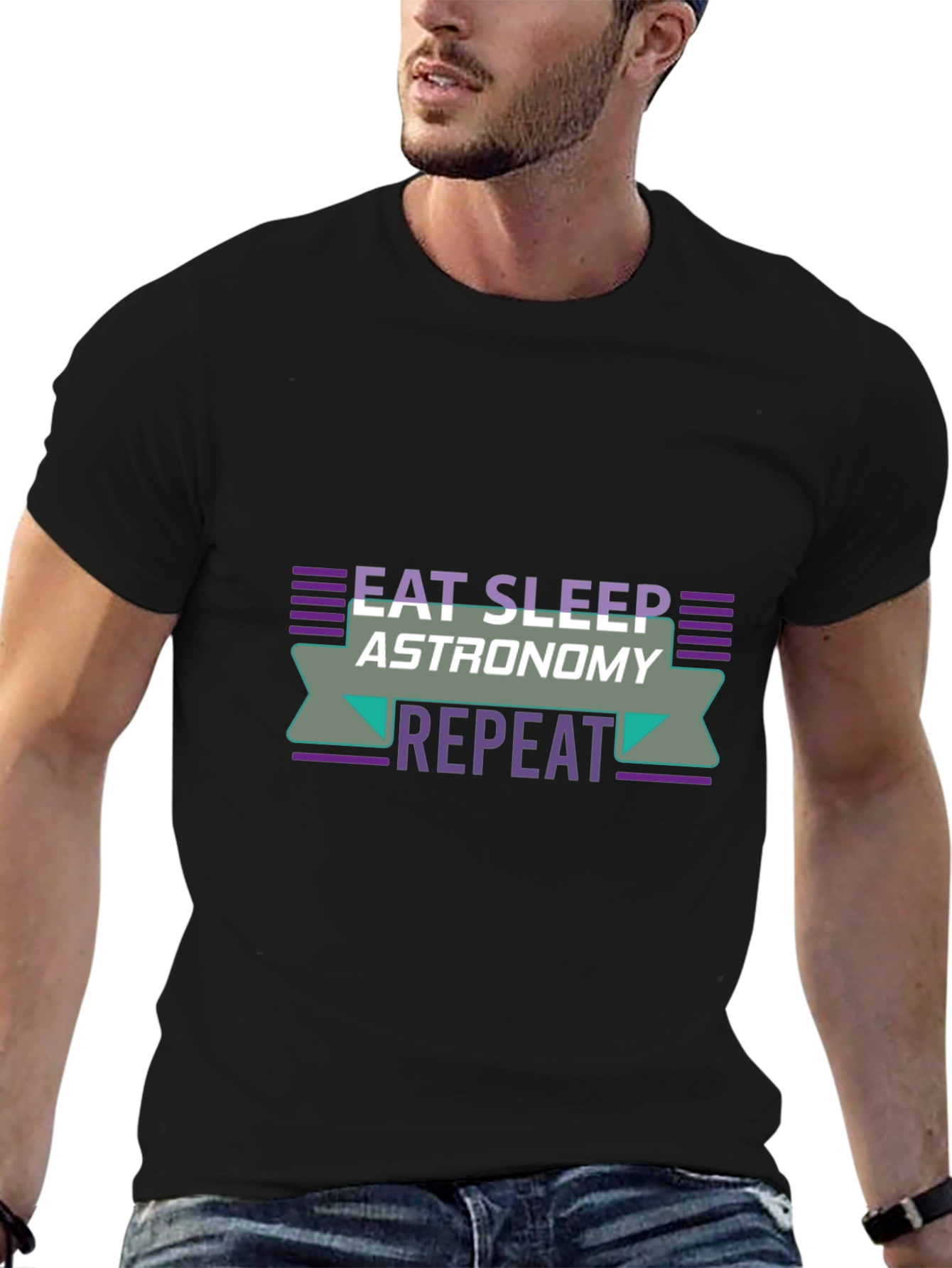 Eat Sleep Astronomy Repeat Black T-Shirt