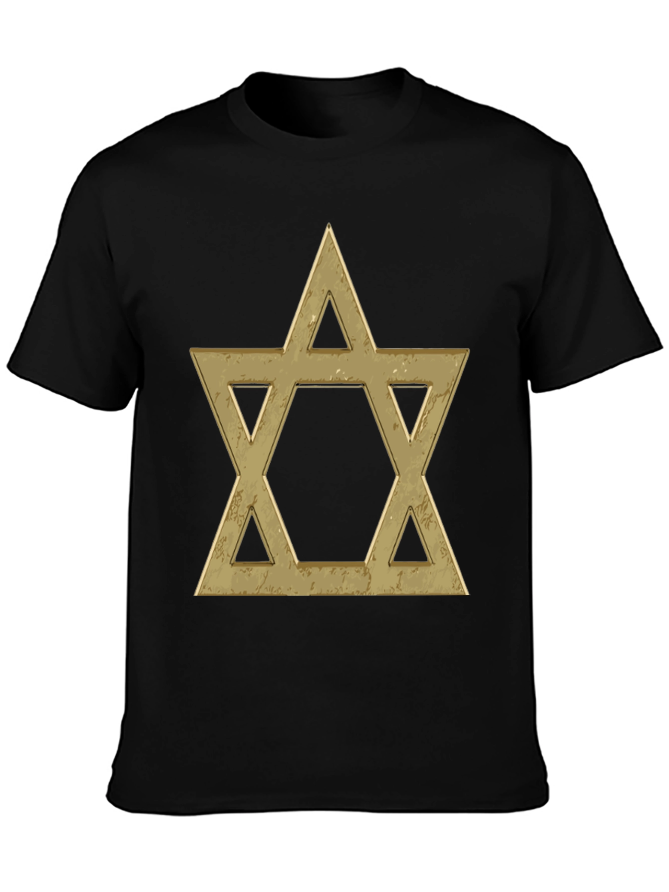 Star of David Graphic Tee - Gold Print on Black