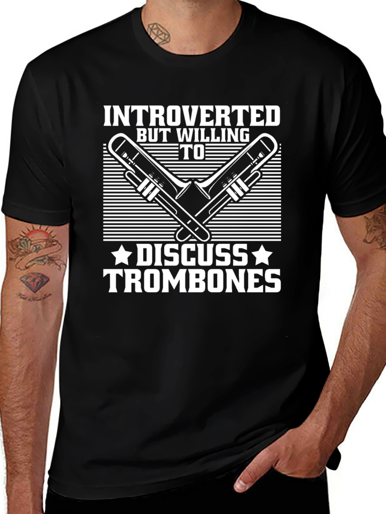 Introverted Trombone T-Shirt: Discuss Trombones!