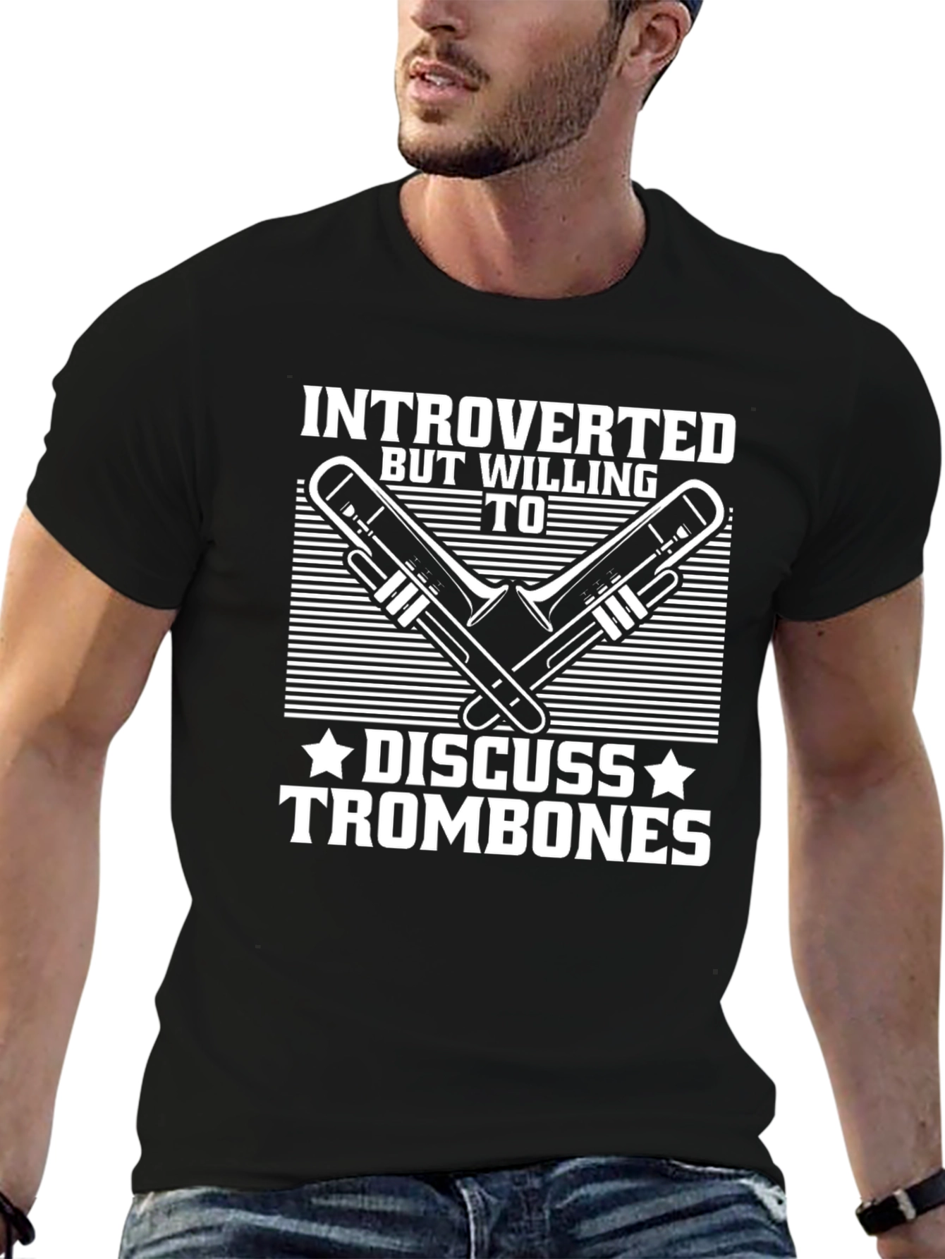 Introverted Trombone T-Shirt: Discuss Trombones!