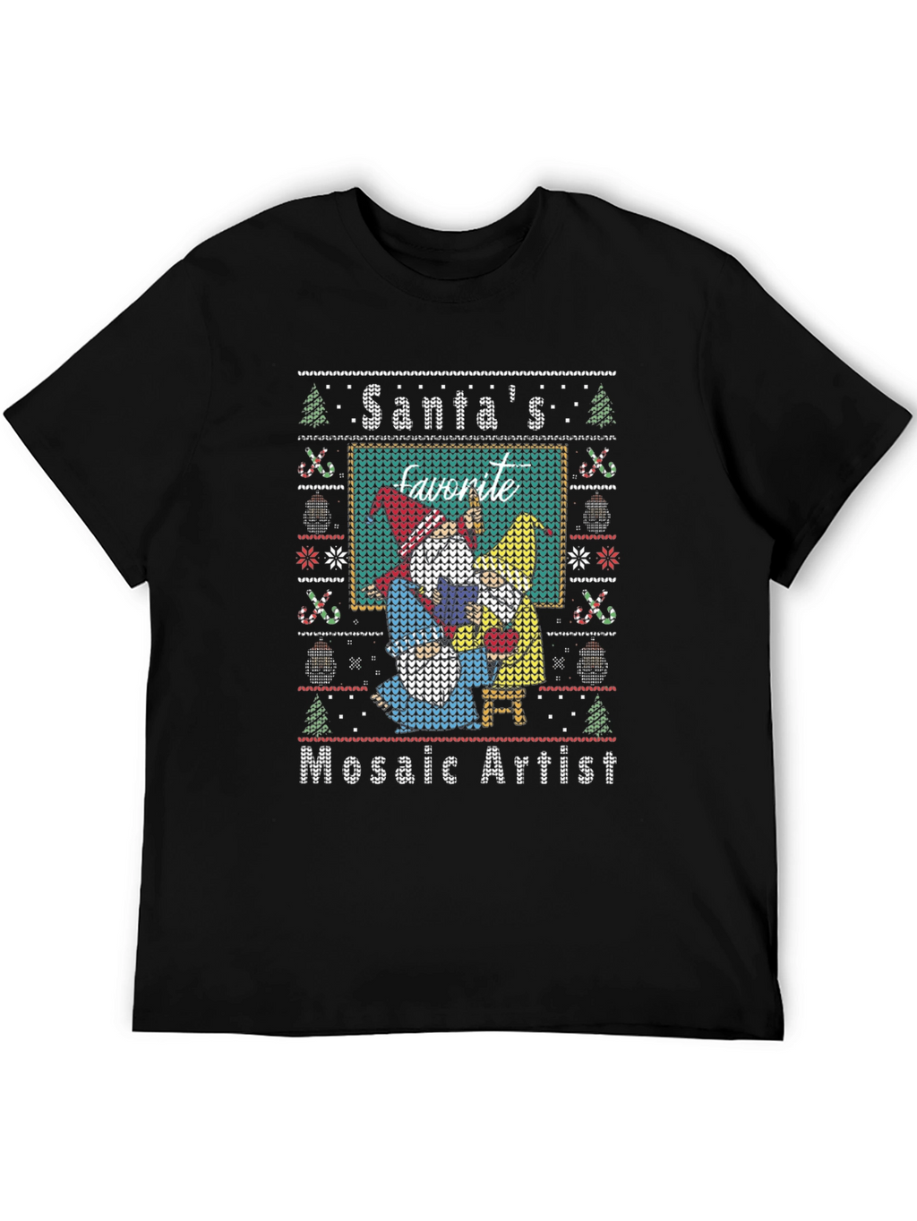 Santas Favorite Mosaic Artist Ugly Christmas Sweater T-Shirt