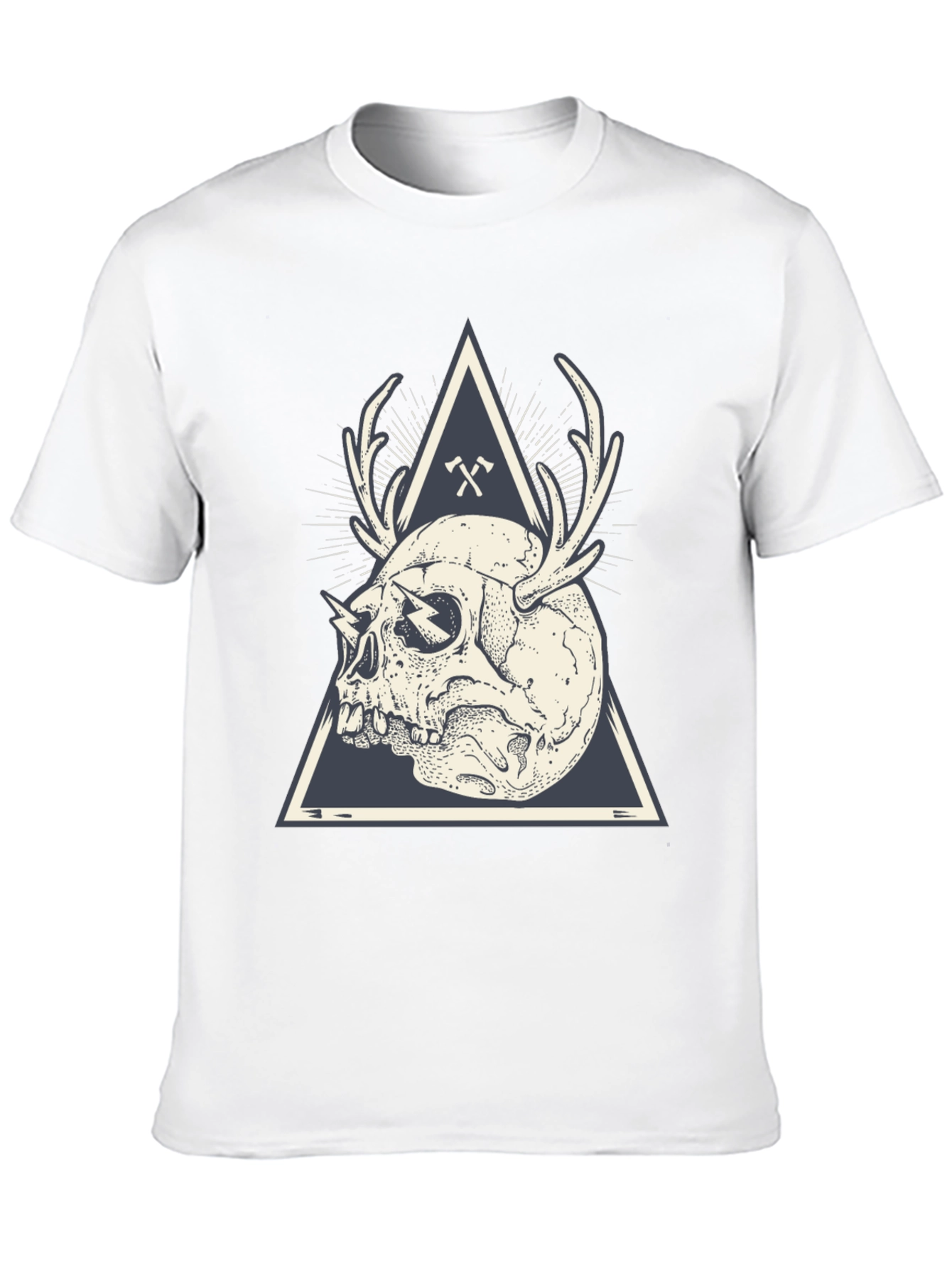 Skull & Antlers Graphic Print Crew Neck Tee